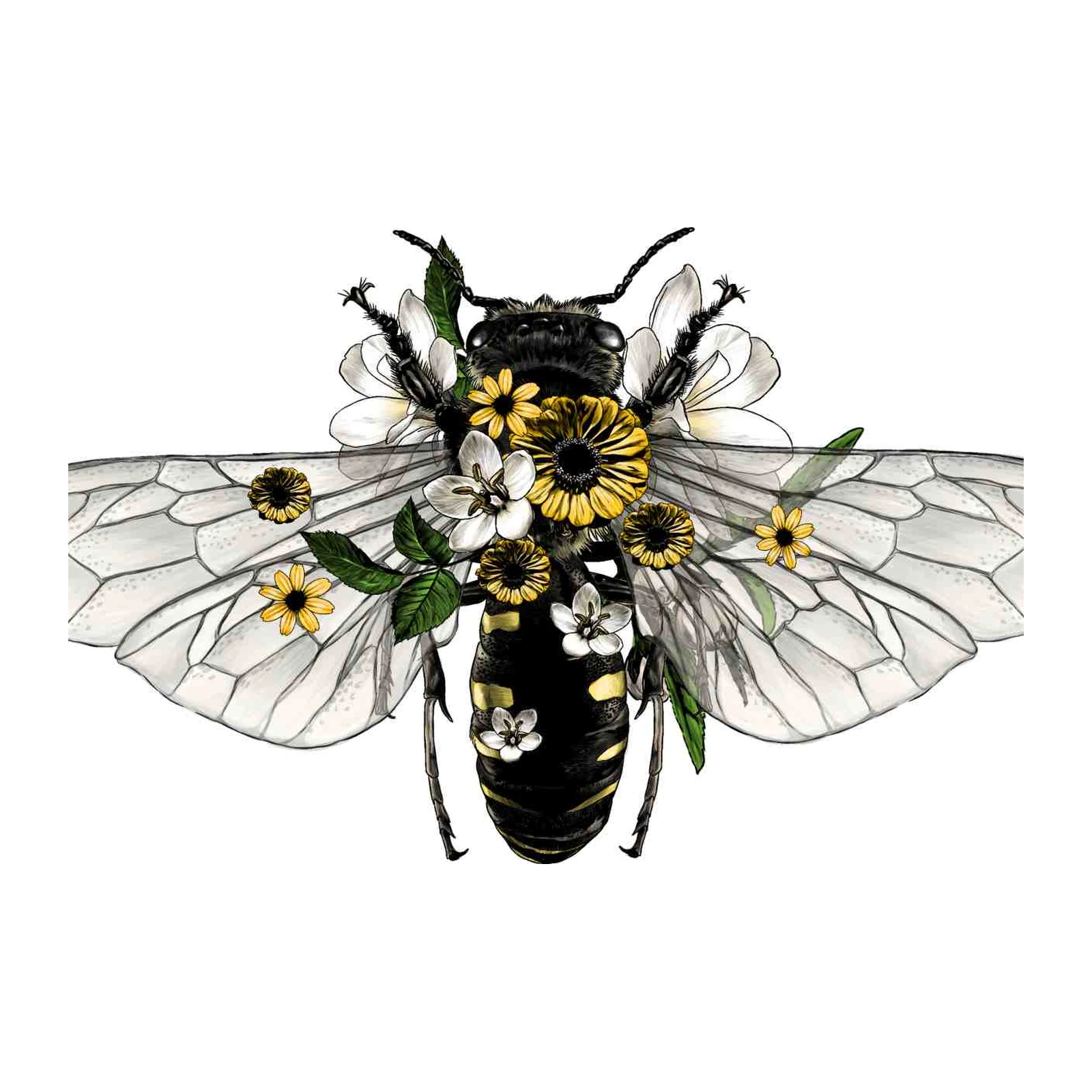 Floral Bee Nature Art Wall Art