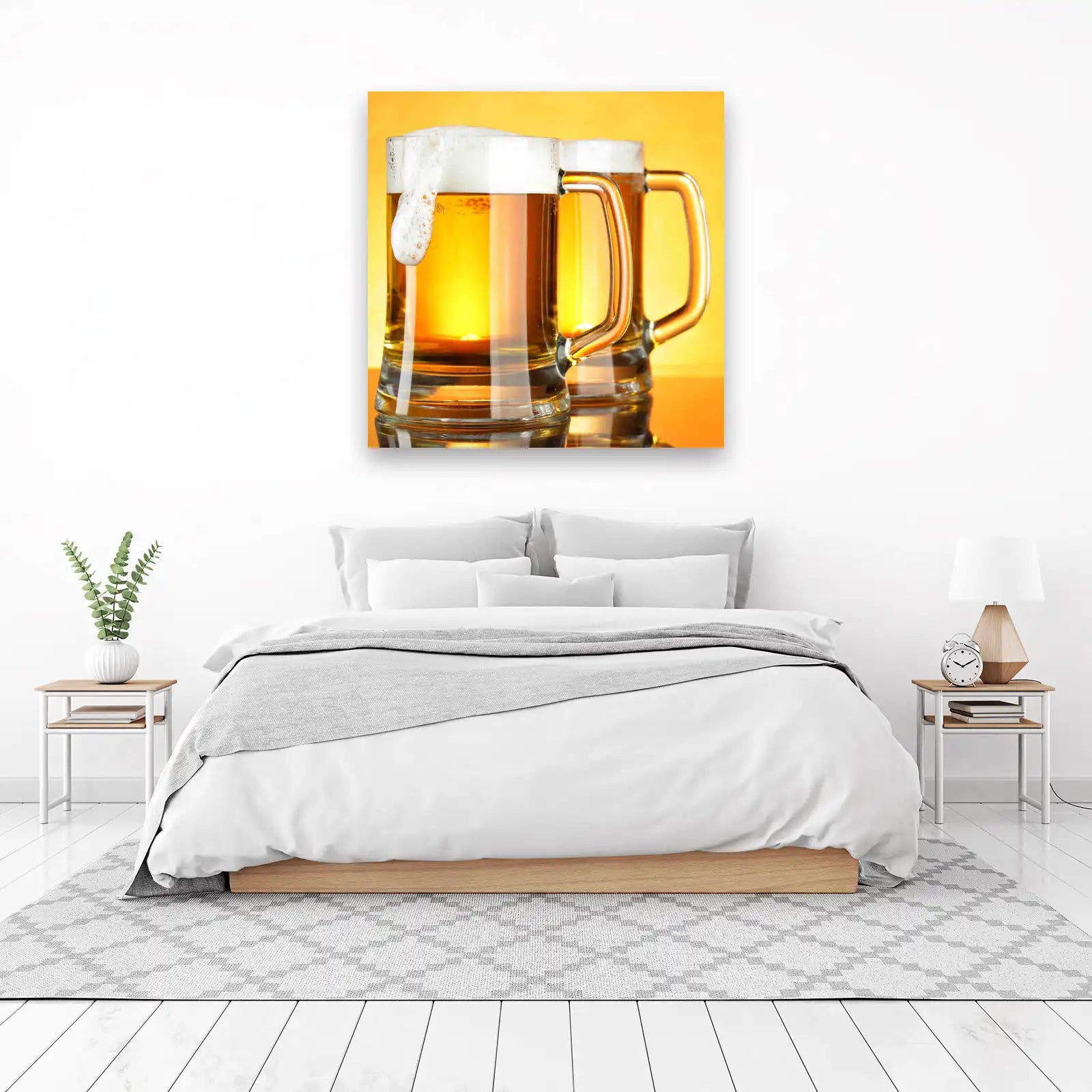 Frothy Beer Mugs Golden Glow Wall Art