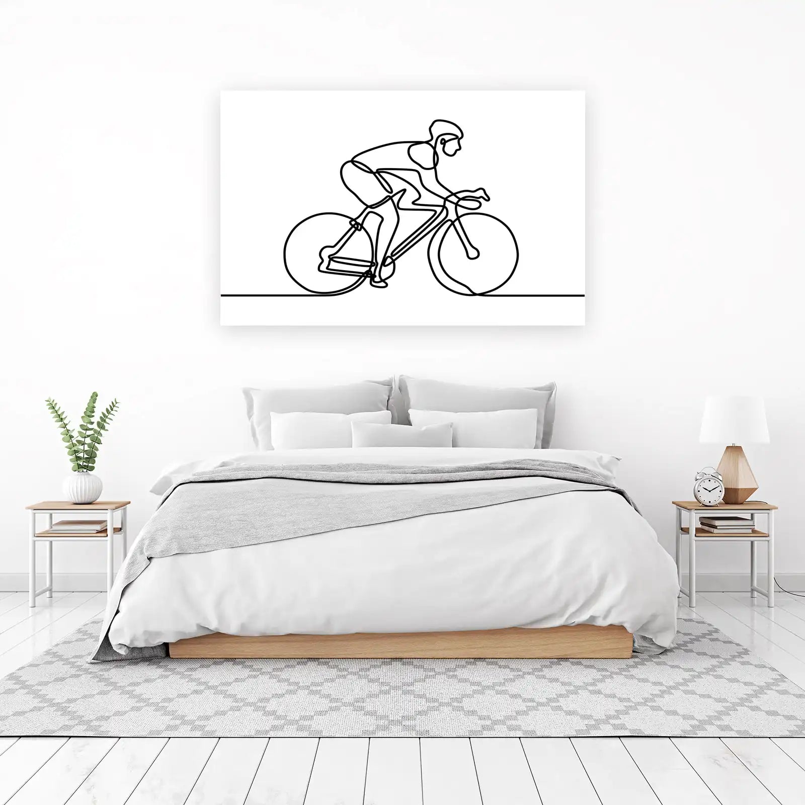 Dynamic Cyclist Line Art Wall Art
