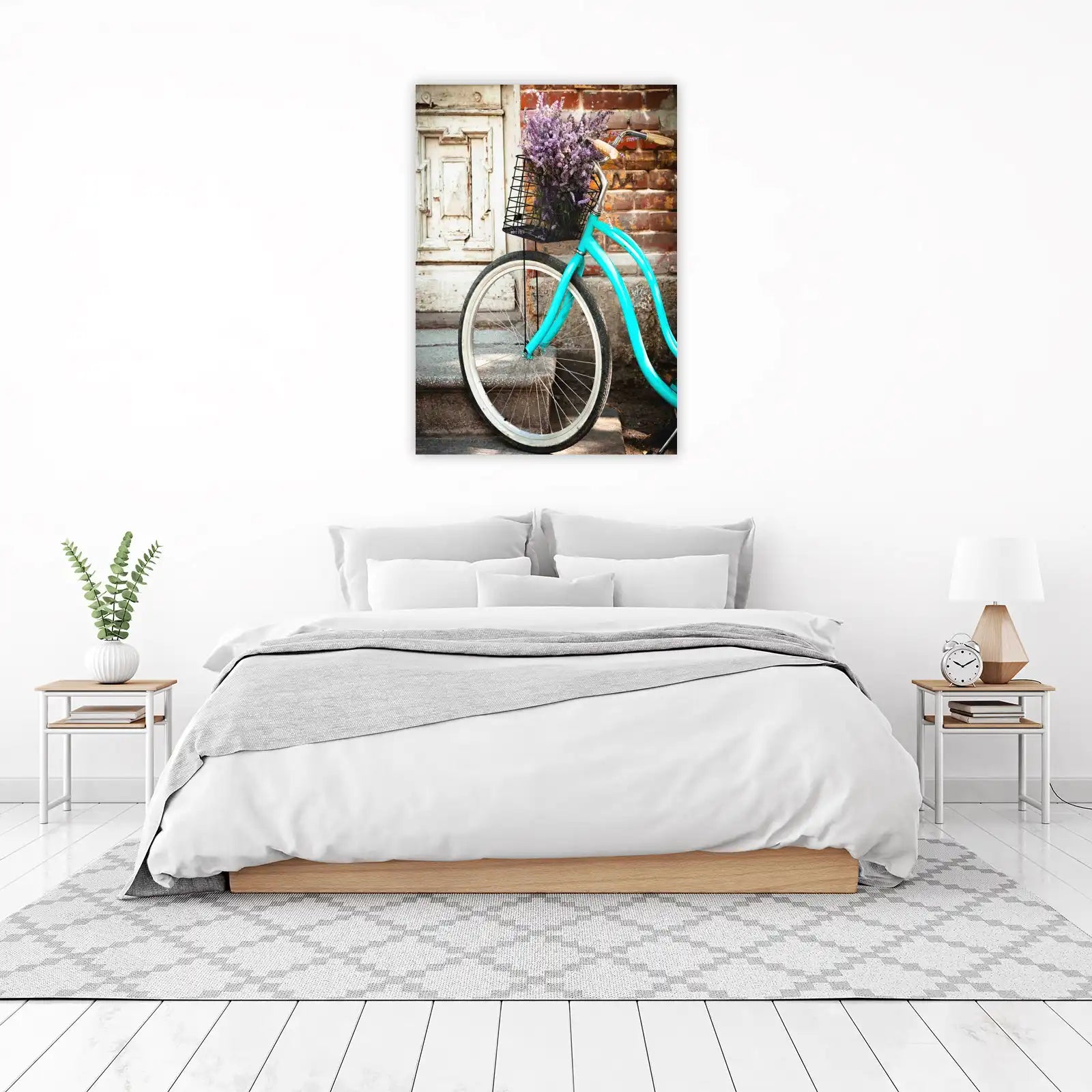 Turquoise Bicycle Lavender Provence Wall Art