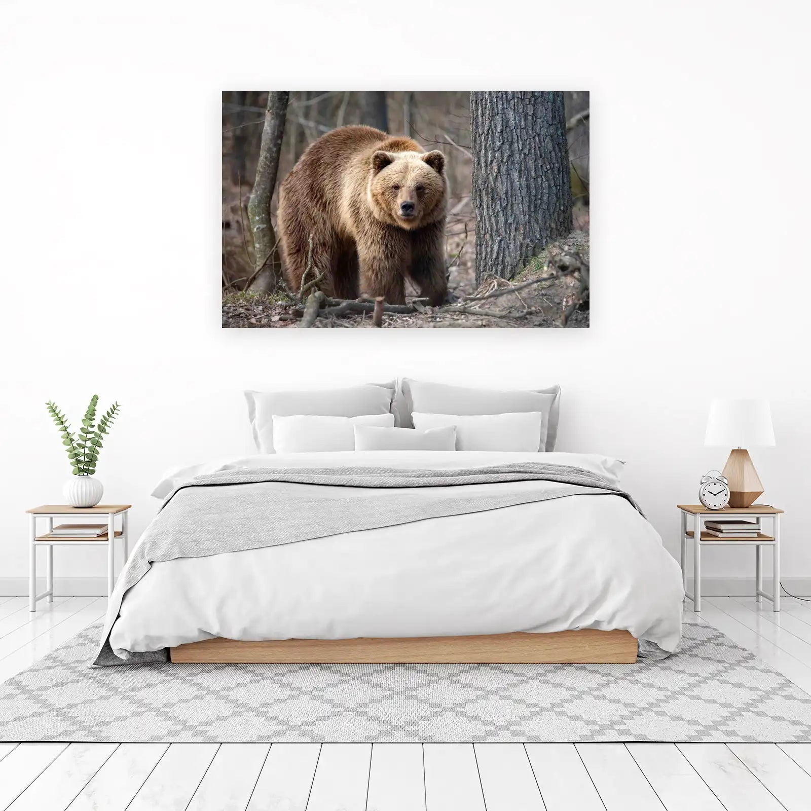 Majestic Brown Bear Forest Scene Wall Art