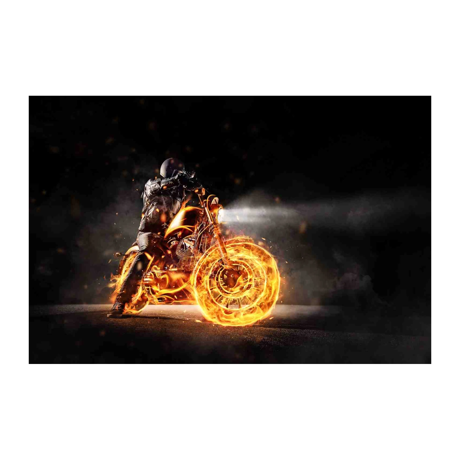 Fiery Motorcycle Rider Wall Art