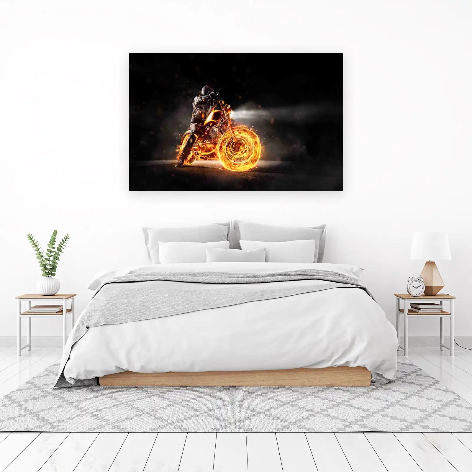 Fiery Motorcycle Rider Wall Art