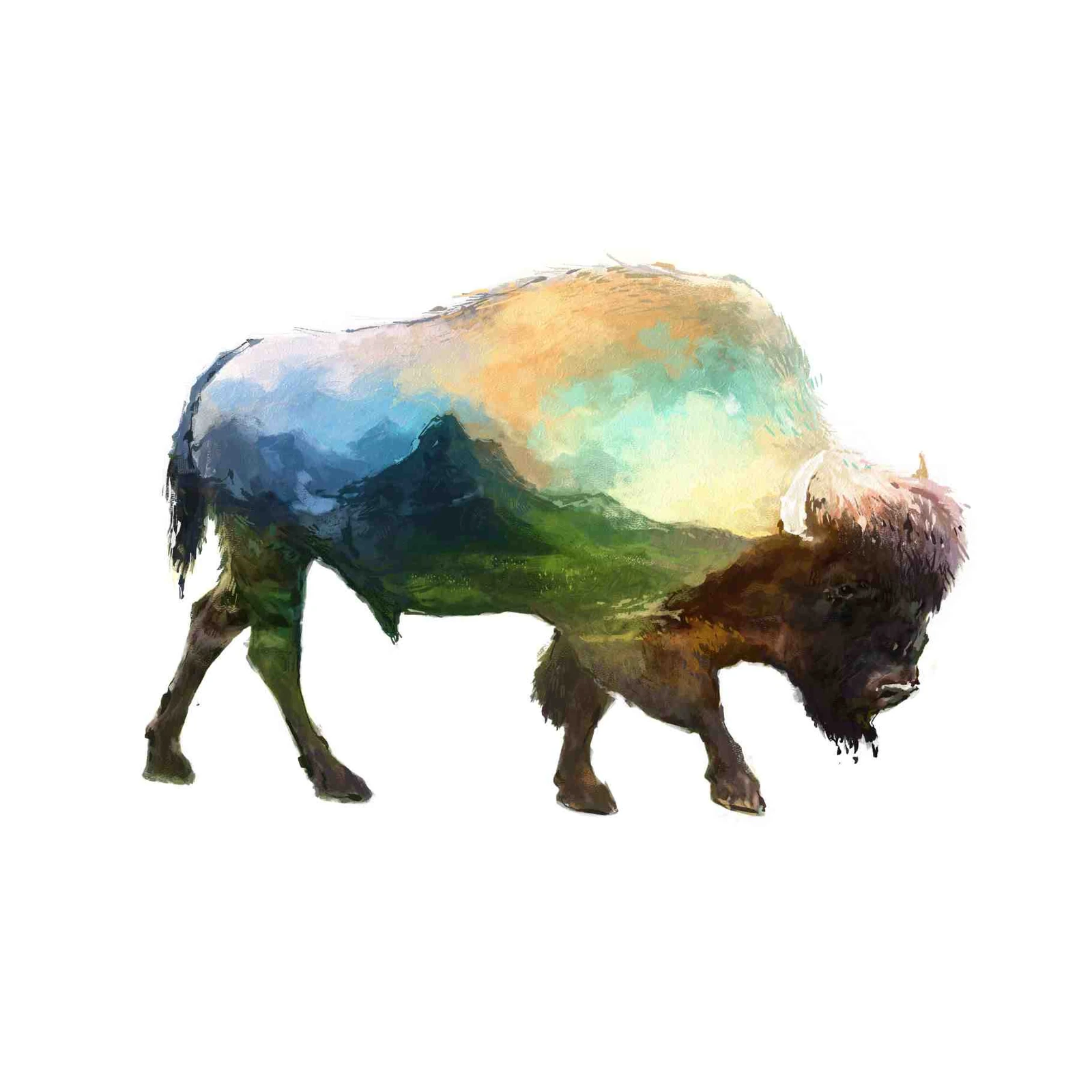 Majestic Bison Landscape Spirit Wall Art