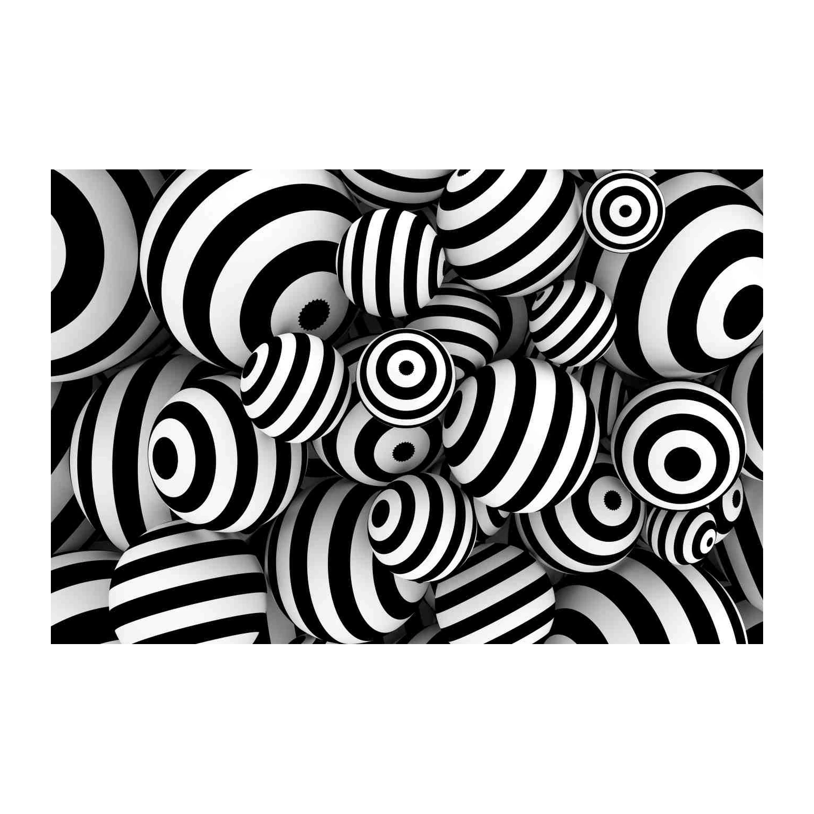 Optical Illusion Spheres Black & White Wall Art