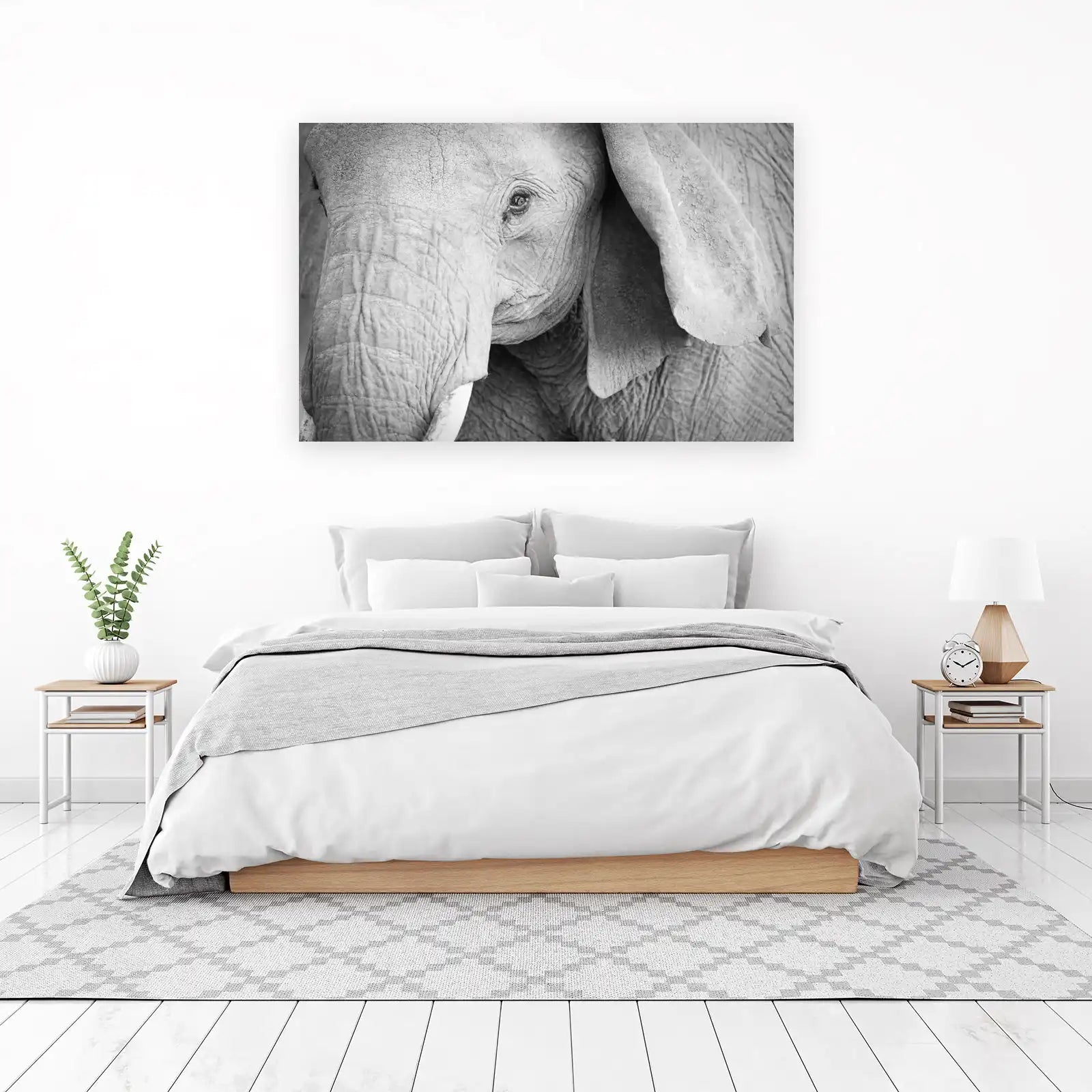 Majestic Elephant Portrait BW Wall Art