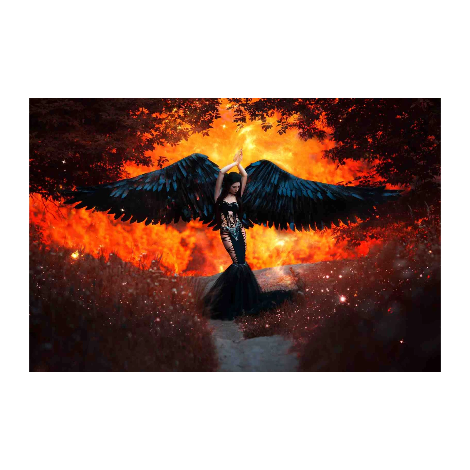 Dark Angel Fiery Fantasy Wall Art