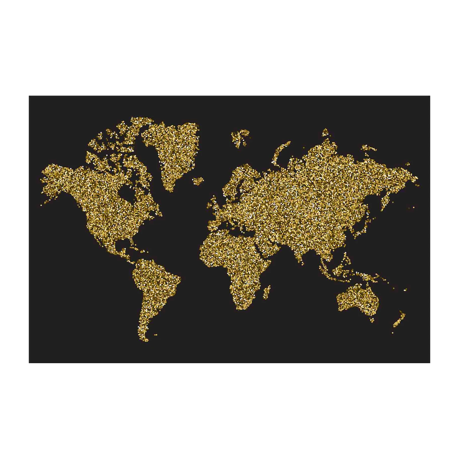 Sparkling Gold World Map Wall Art