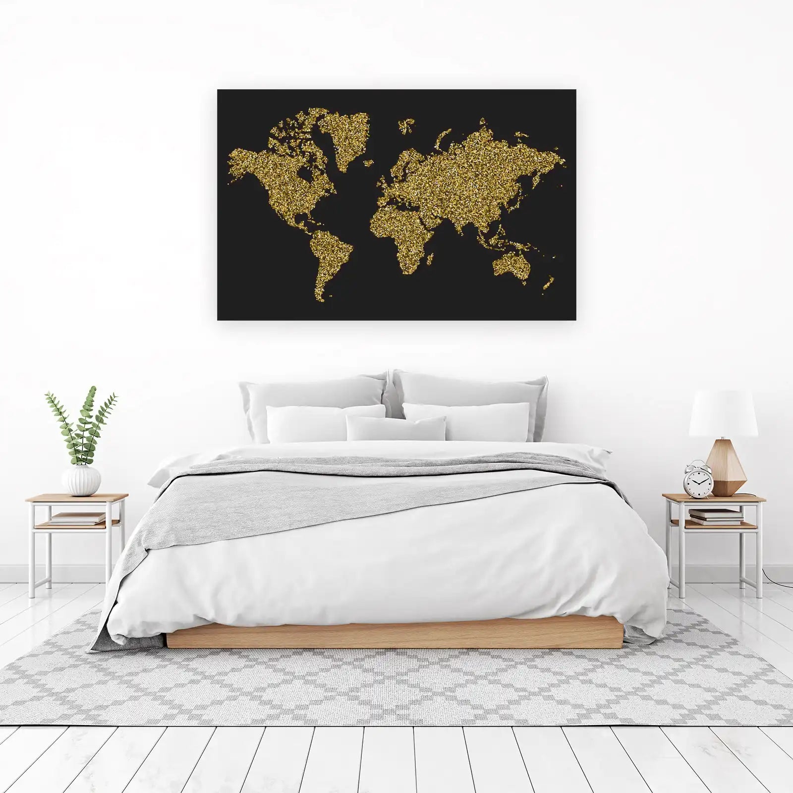 Sparkling Gold World Map Wall Art