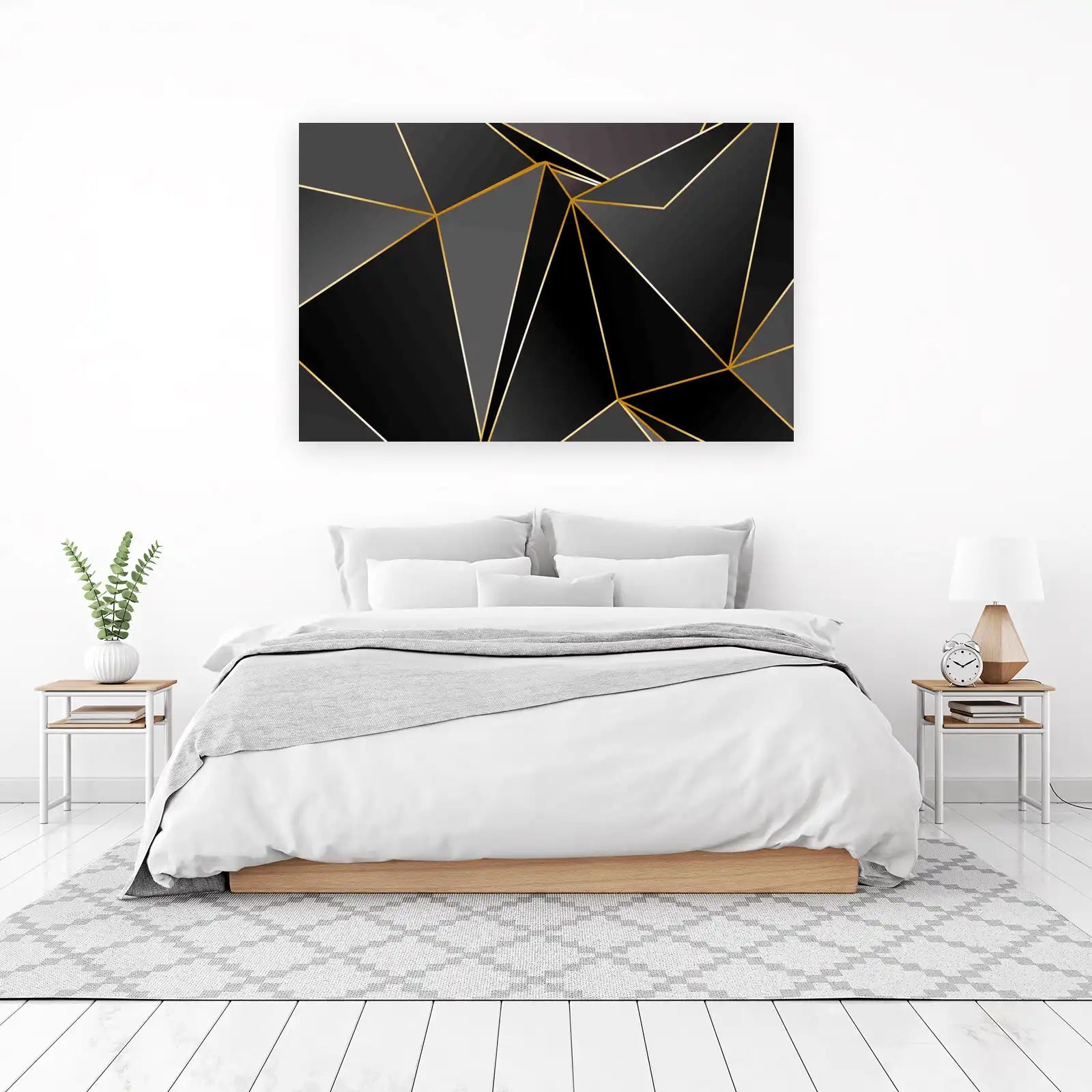 Modern Geometric Gold Line Art Wall Art