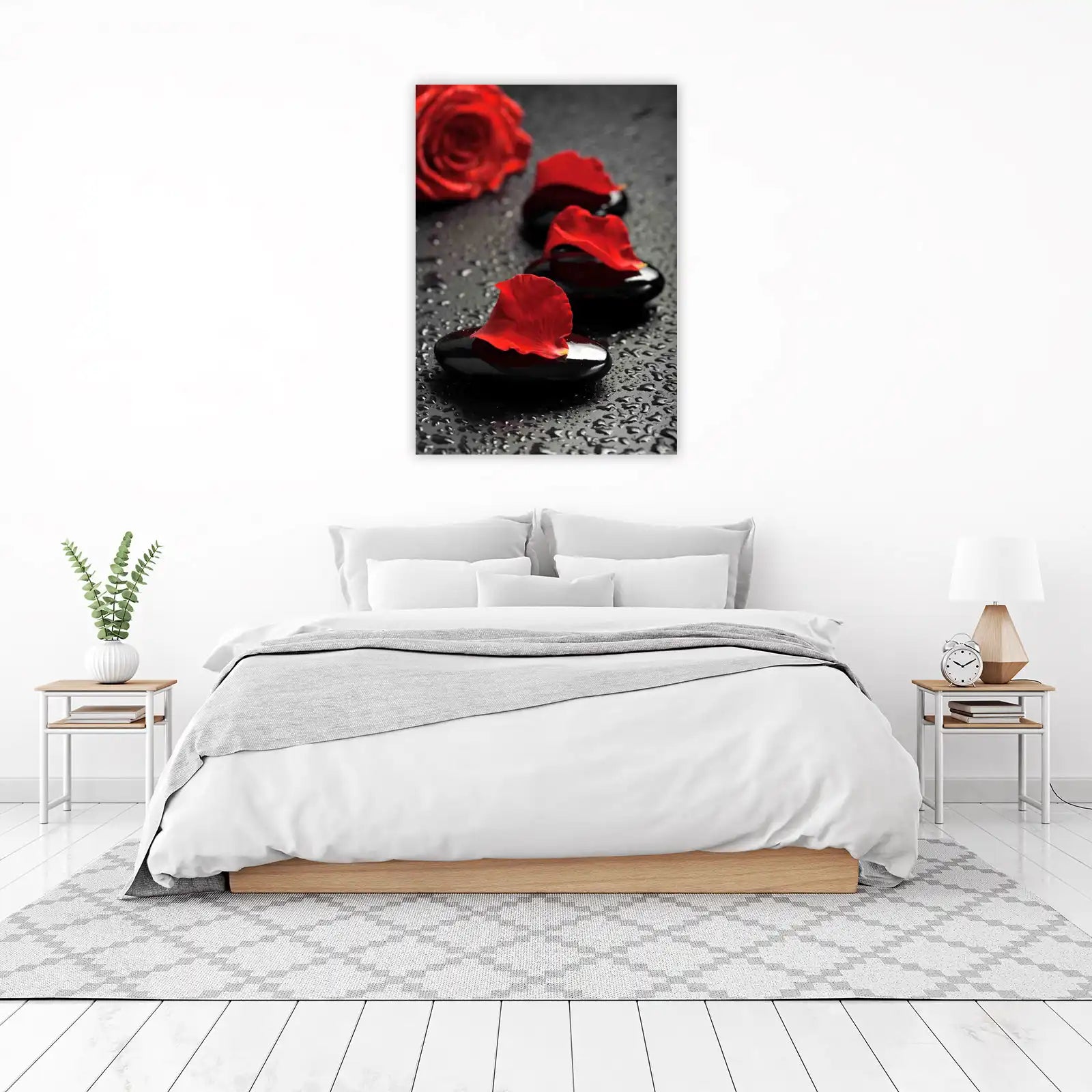 Elegant Red Rose & Petals Wall Art