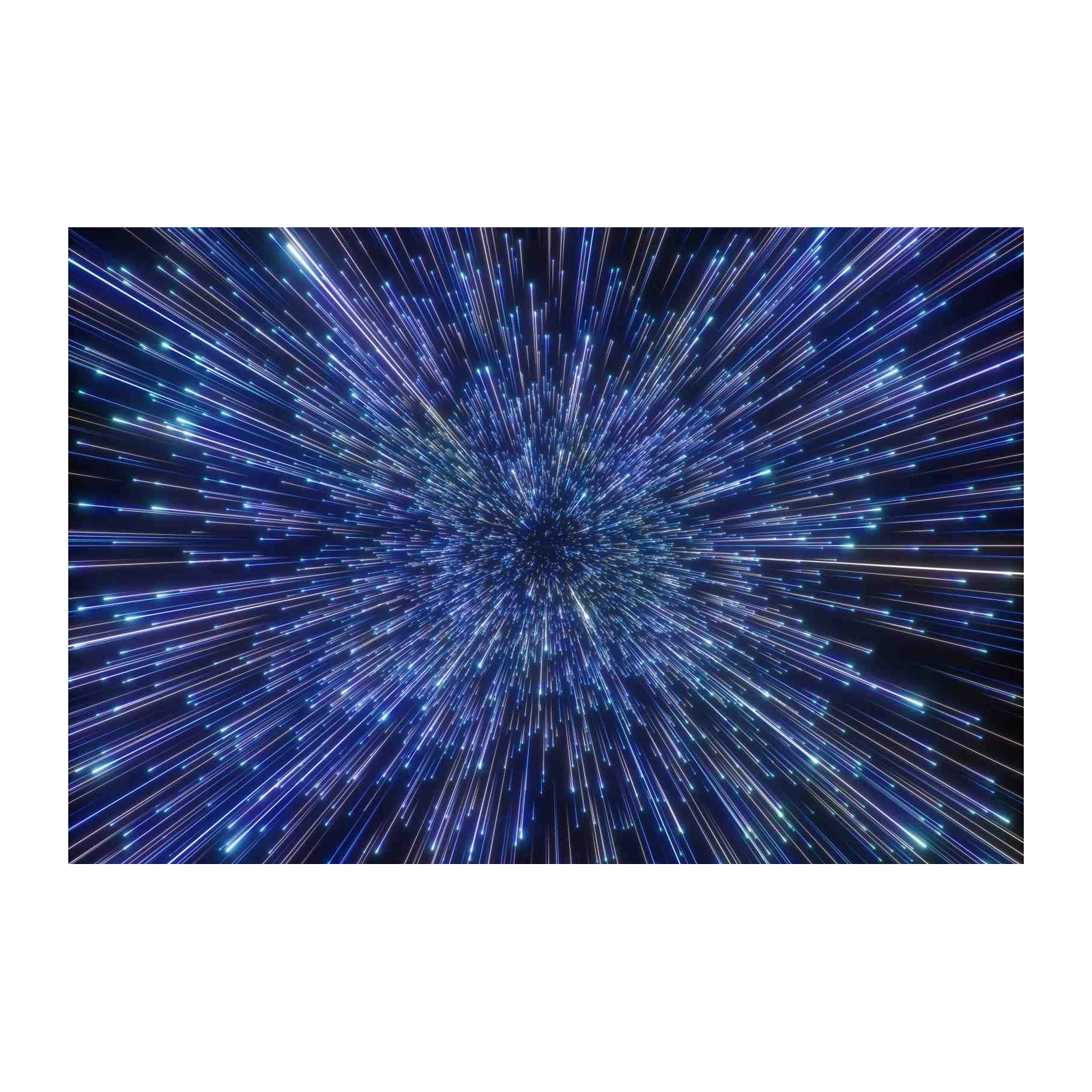 Cosmic Speed Warp Abstract Blue Starburst Wall Art