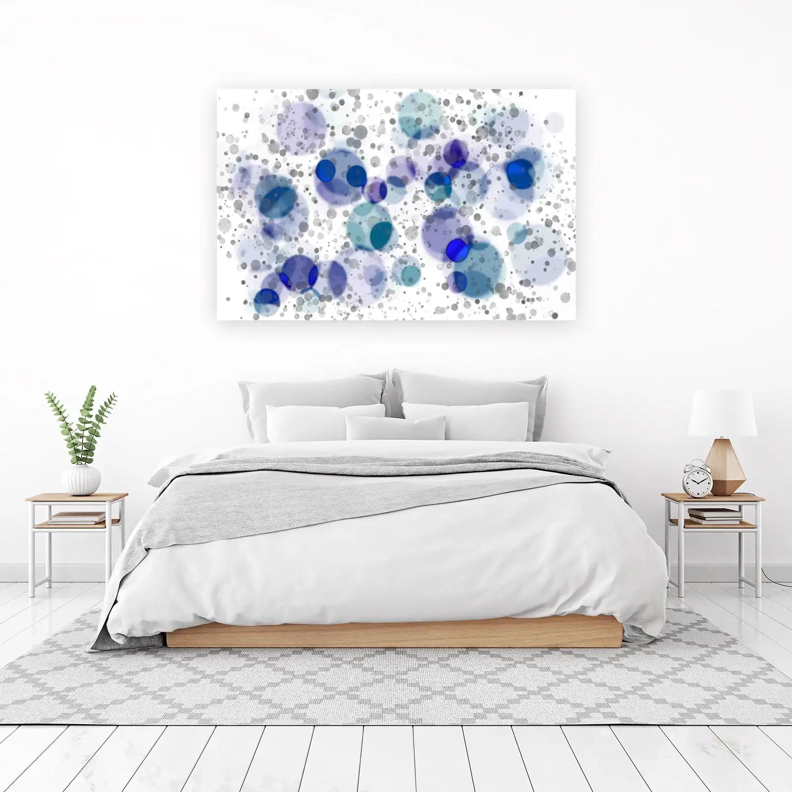 Abstract Blue Bokeh Dots Wall Art