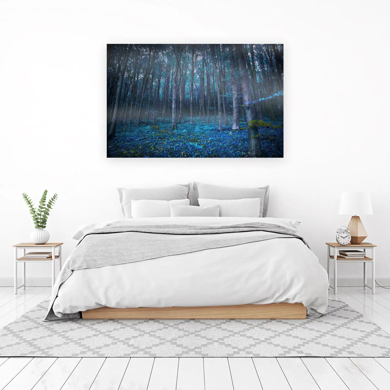 Mystic Forest Enchanted Blue Leaves Wall Art