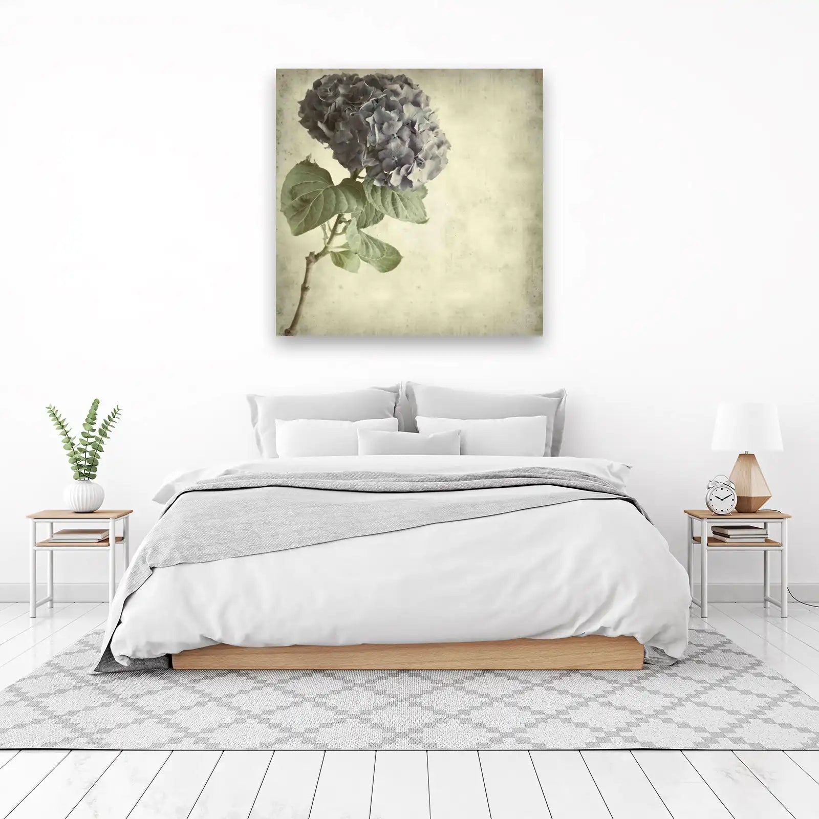 Vintage Blue Hydrangea Floral Wall Art