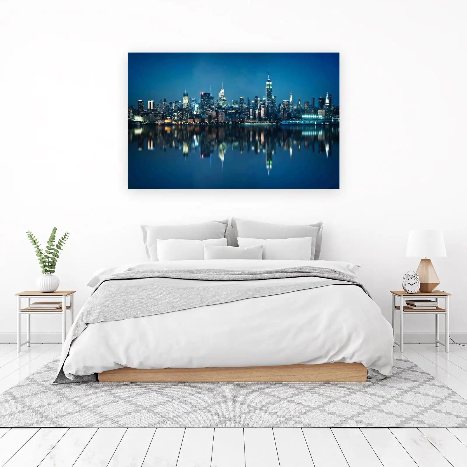 New York Skyline Night Reflection Wall Art