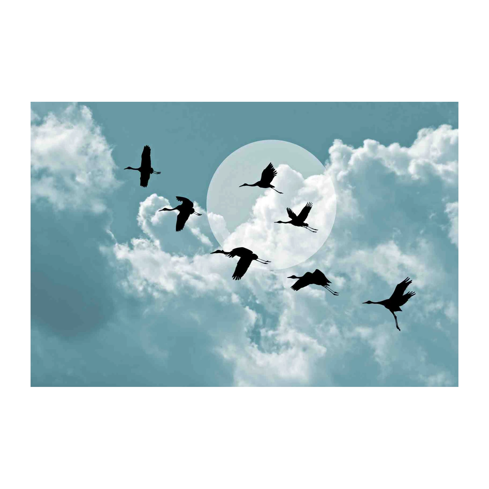 Majestic Cranes Flying Wall Art