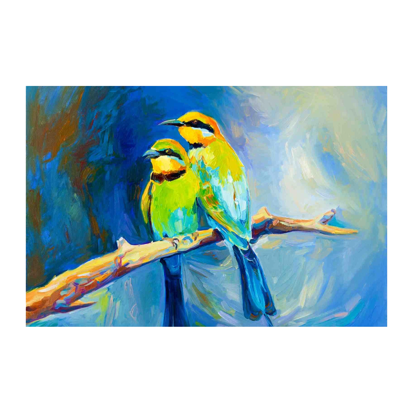 Vibrant Bird Couple Impressionist Wall Art