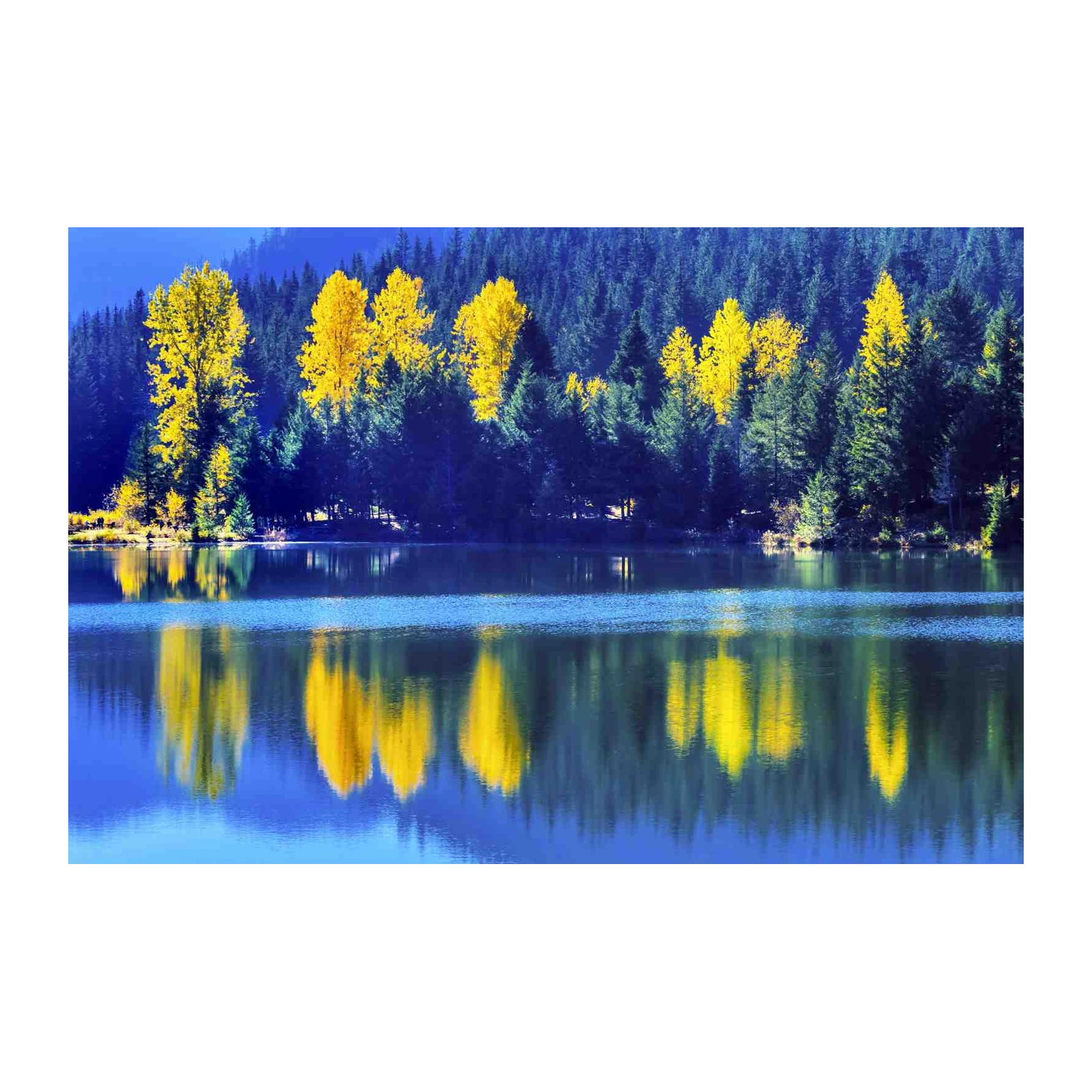 Vibrant Autumn Lake Reflections Wall Art