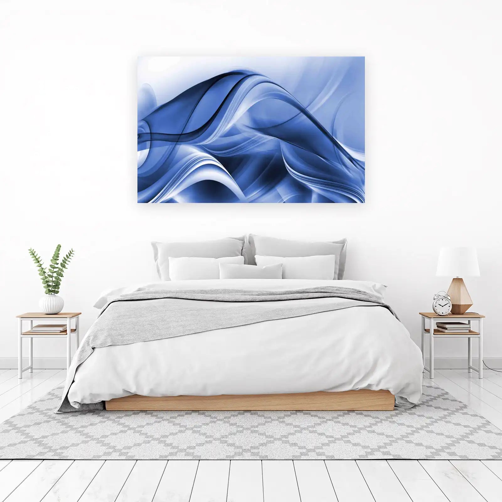 Abstract Blue Wave Flow Wall Art
