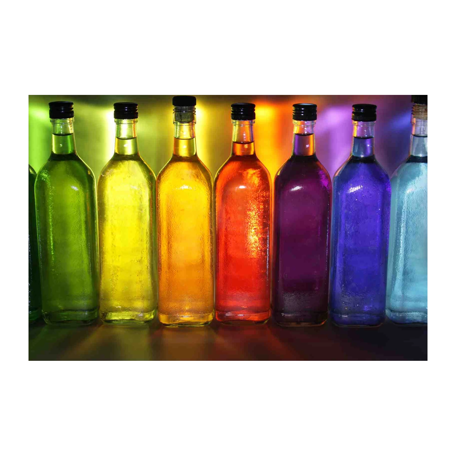 Vibrant Rainbow Liquor Bottles Wall Art