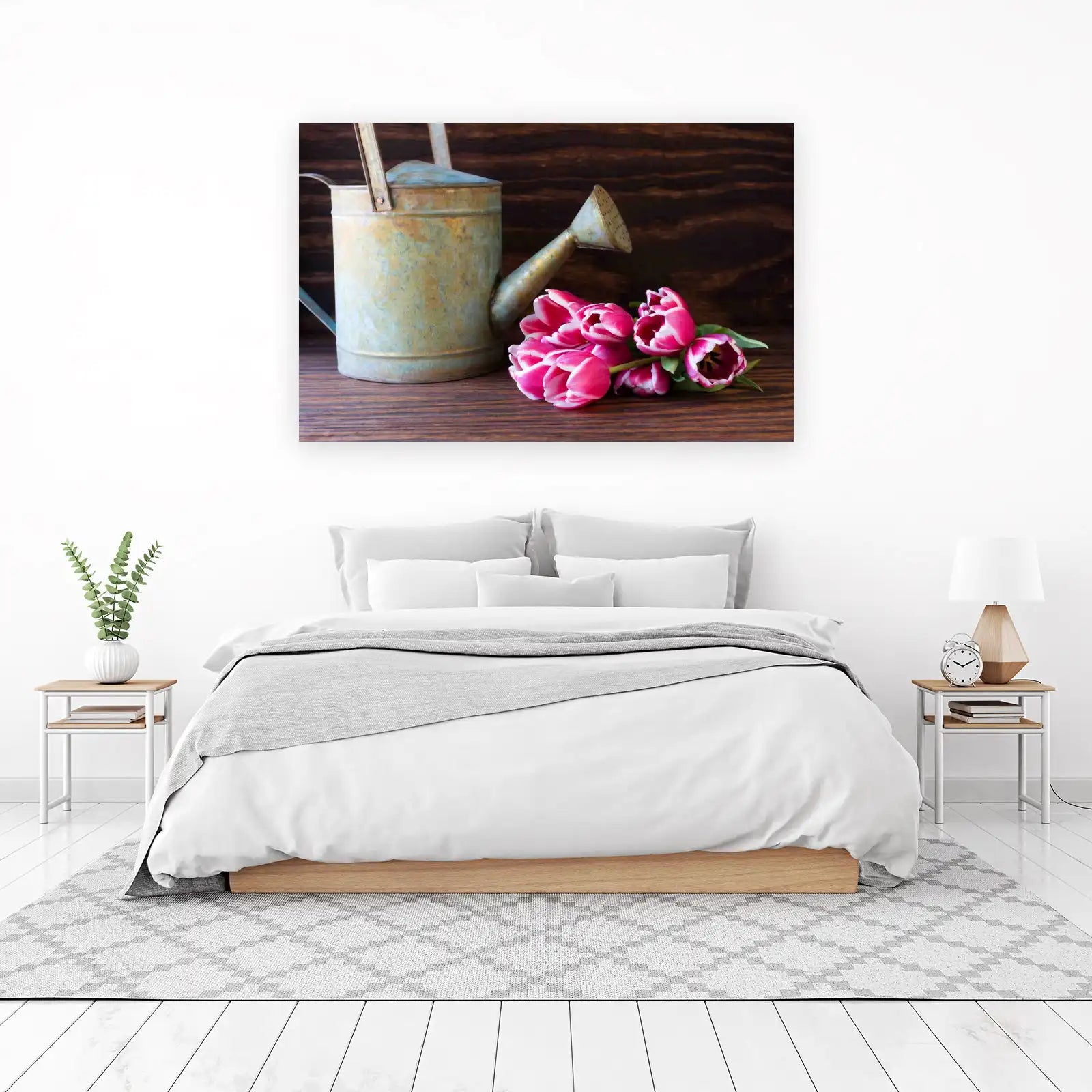 Vintage Watering Can & Tulips Wall Art