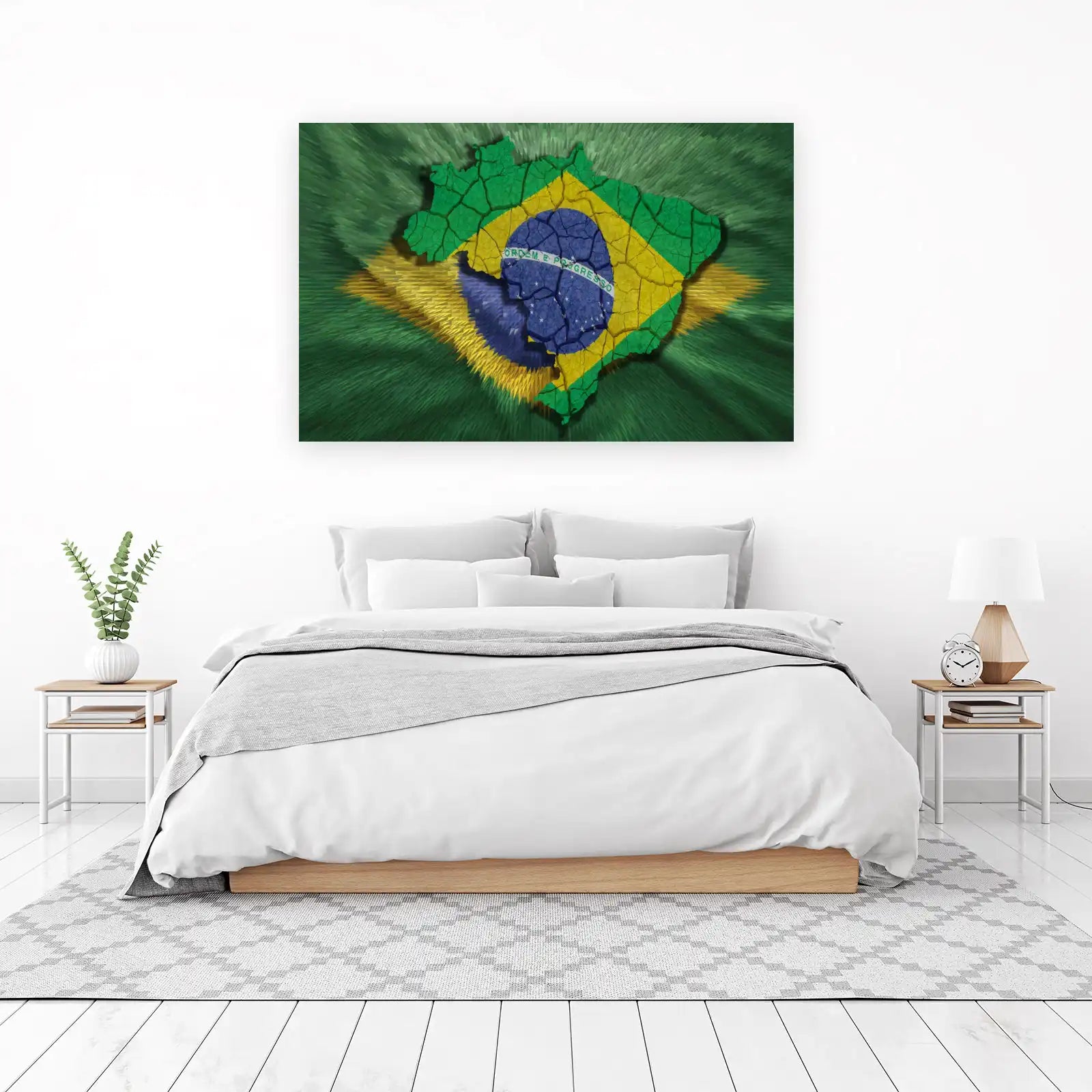 Cracked Brazil Map Flag Wall Art