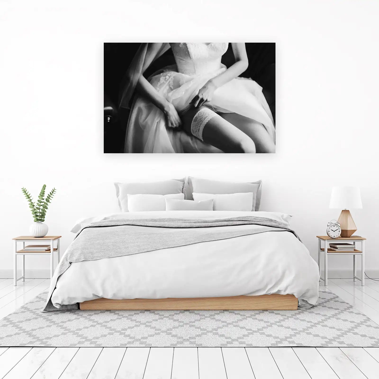 Elegant Bride Garters Black & White Wall Art
