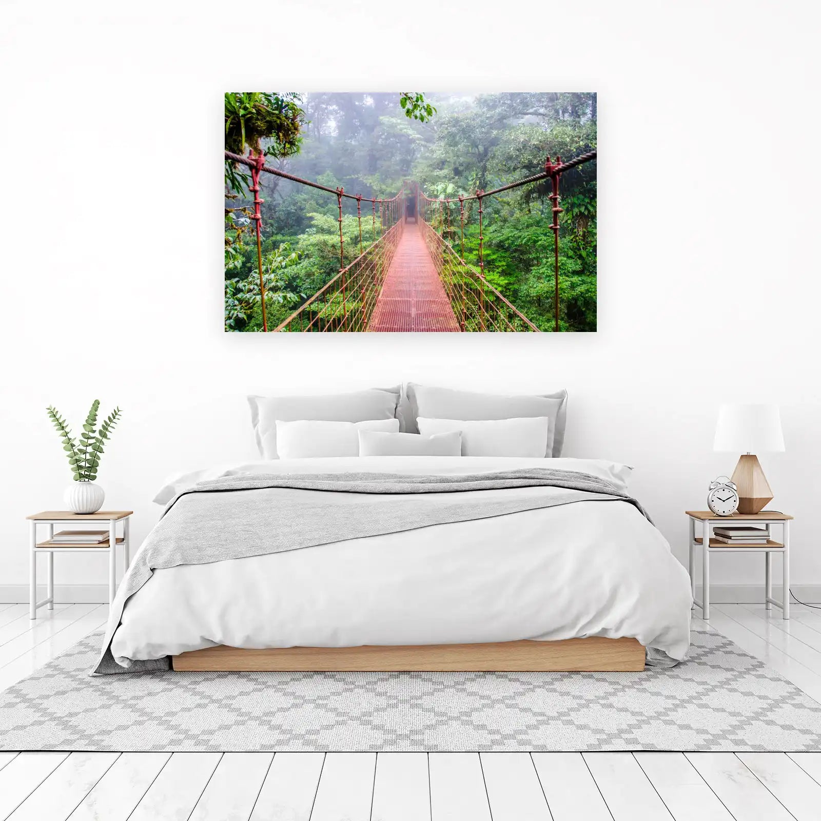 Misty Rainforest Hanging Bridge Wall Art