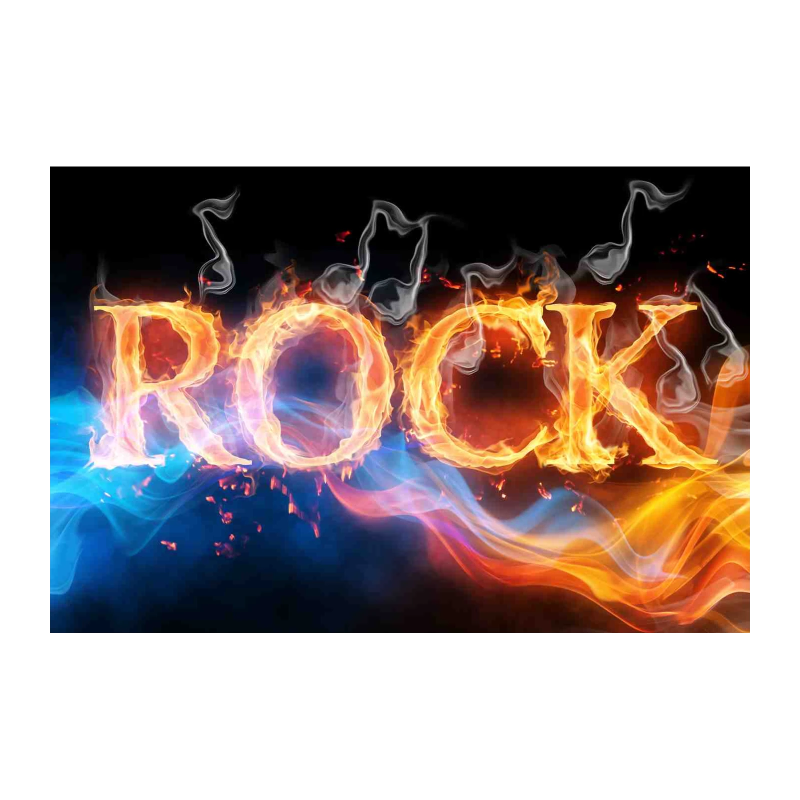 Fiery Rock Music Flames Wall Art