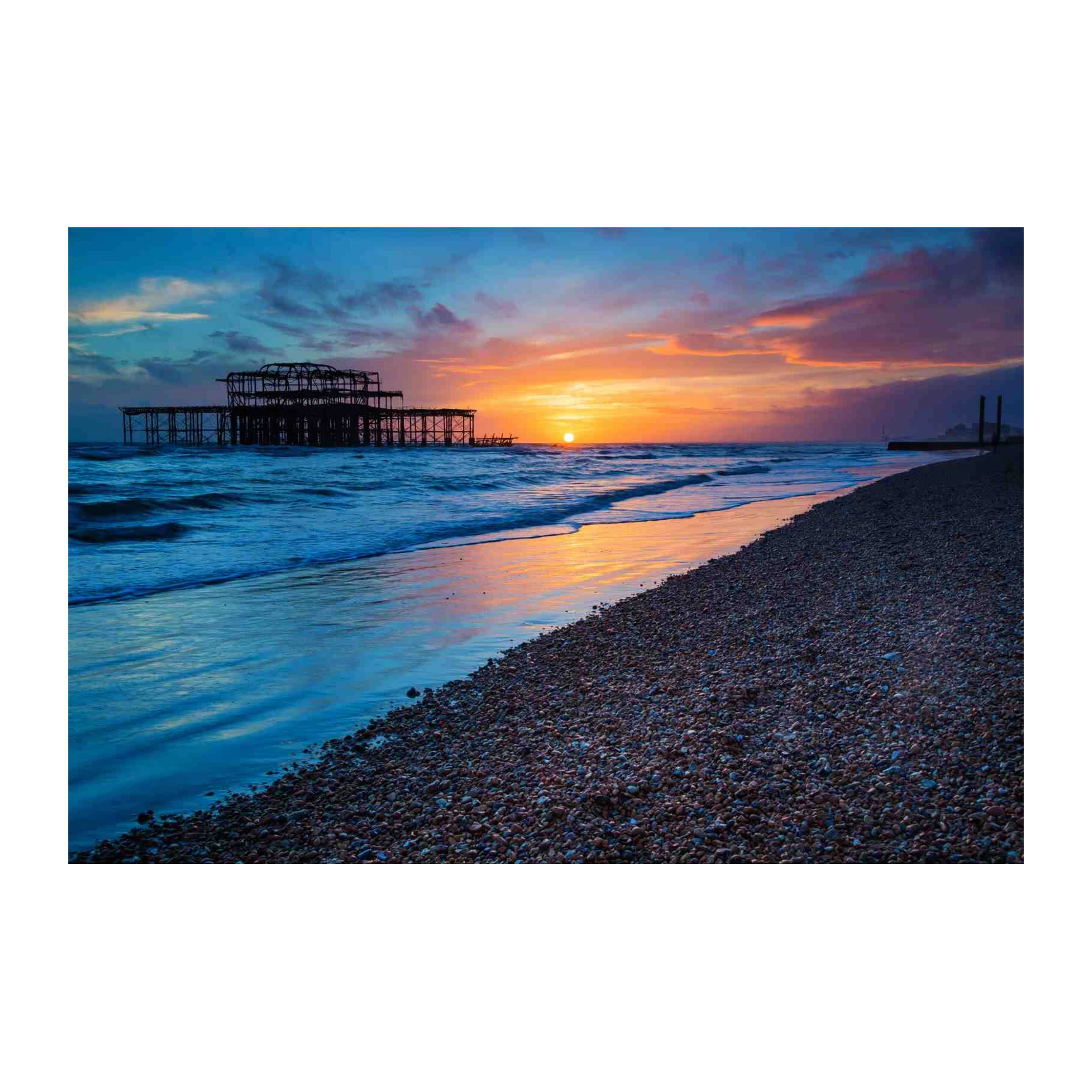 Pier Sunset Ocean View Wall Art