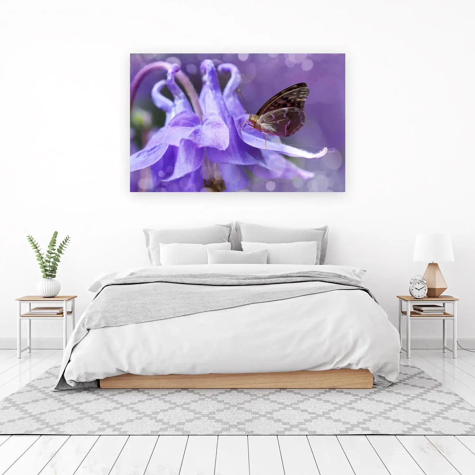 Serene Butterfly on Purple Flower Wall Art