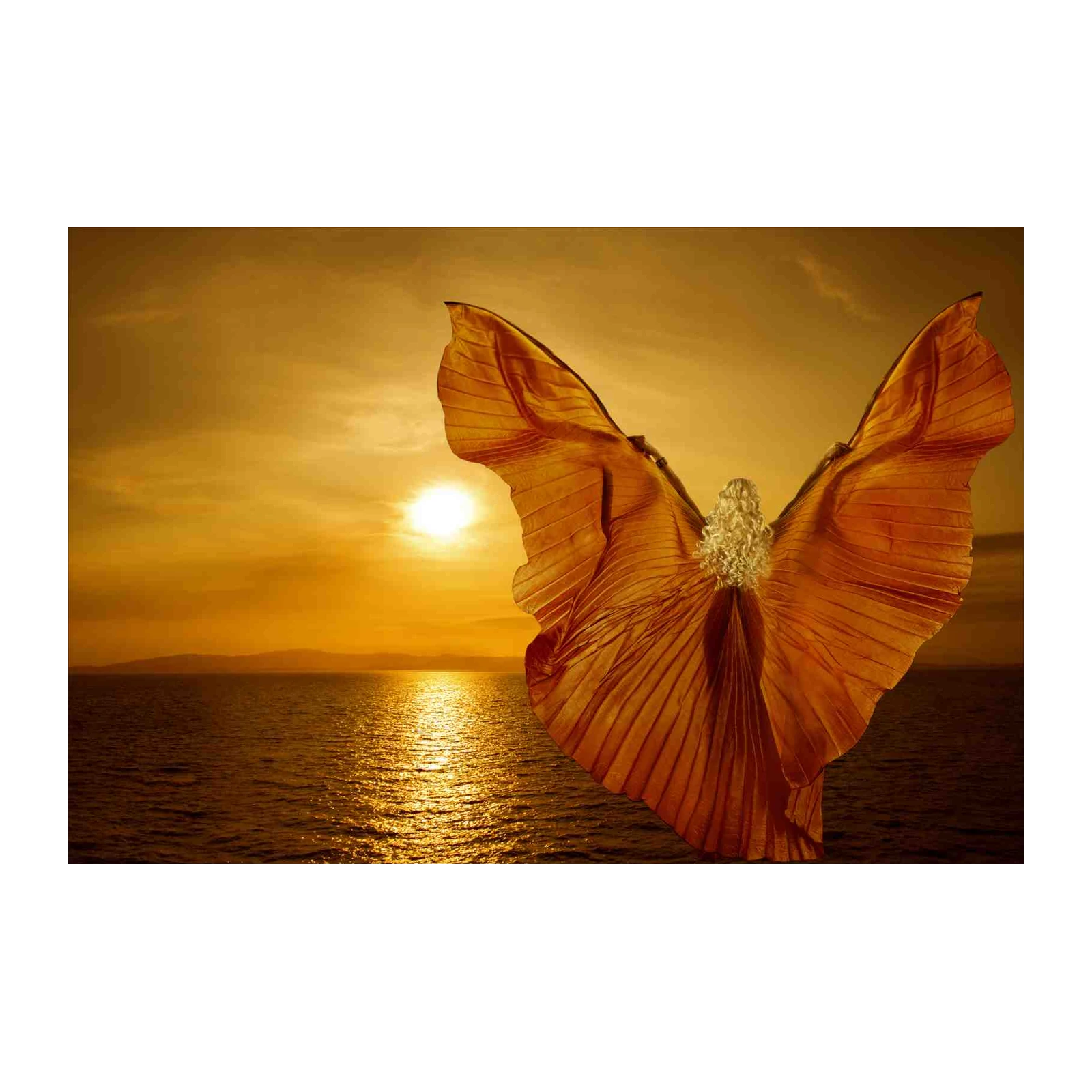 Golden Sunset Angel Wings Wall Art