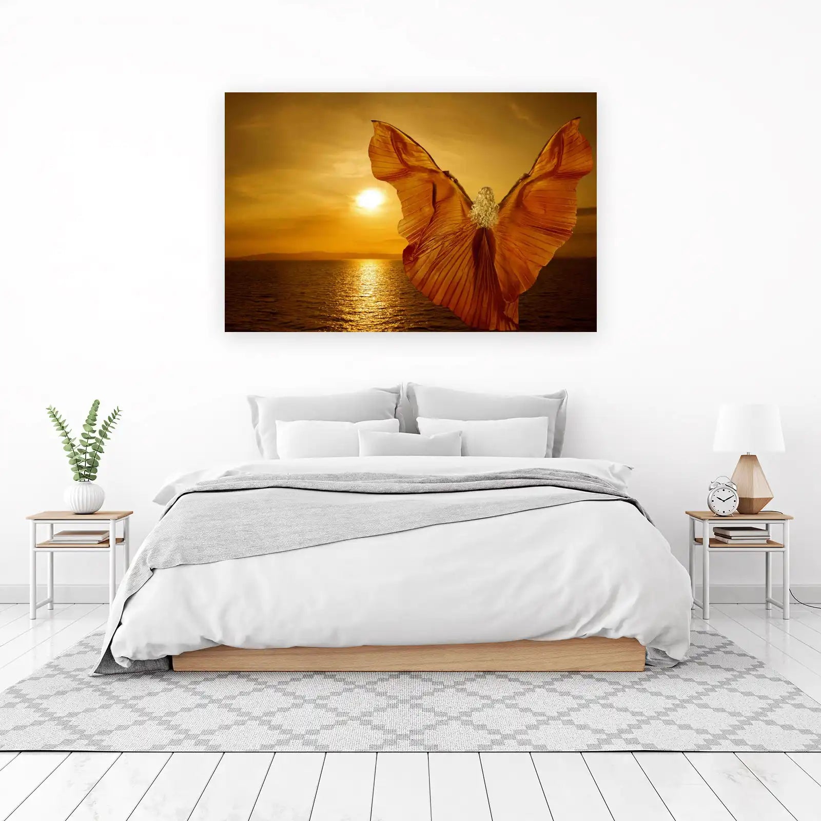 Golden Sunset Angel Wings Wall Art