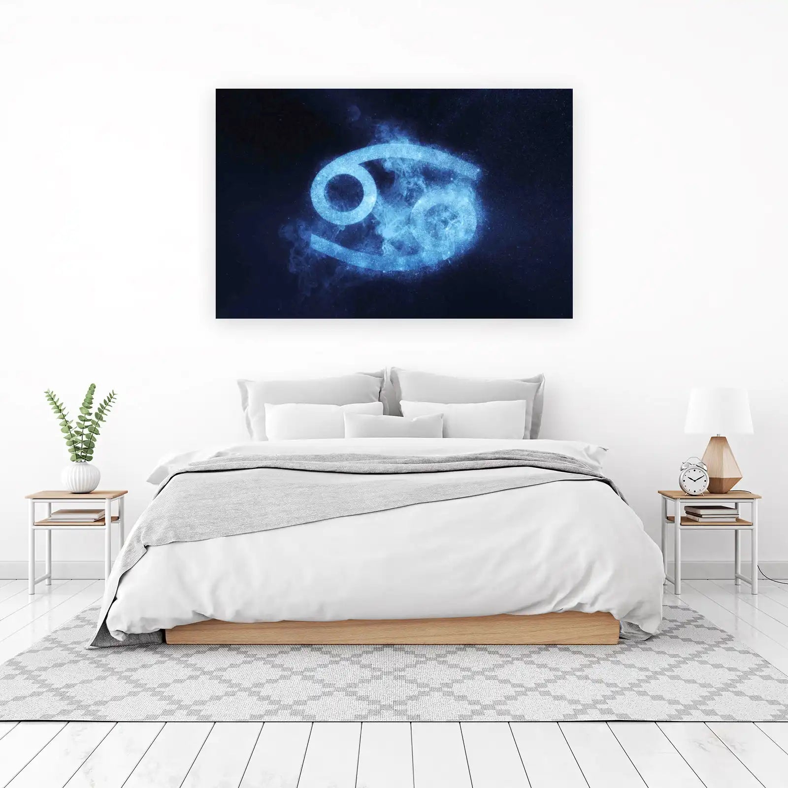 Mystic Blue Cancer Zodiac Symbol Wall Art