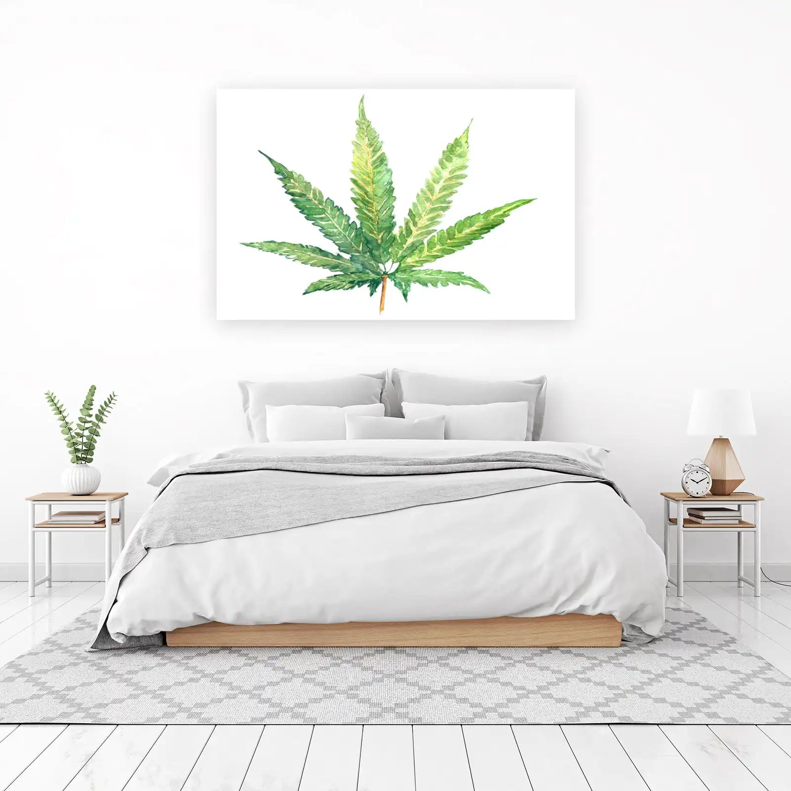 Botanical Green Leaf Watercolor Wall Art