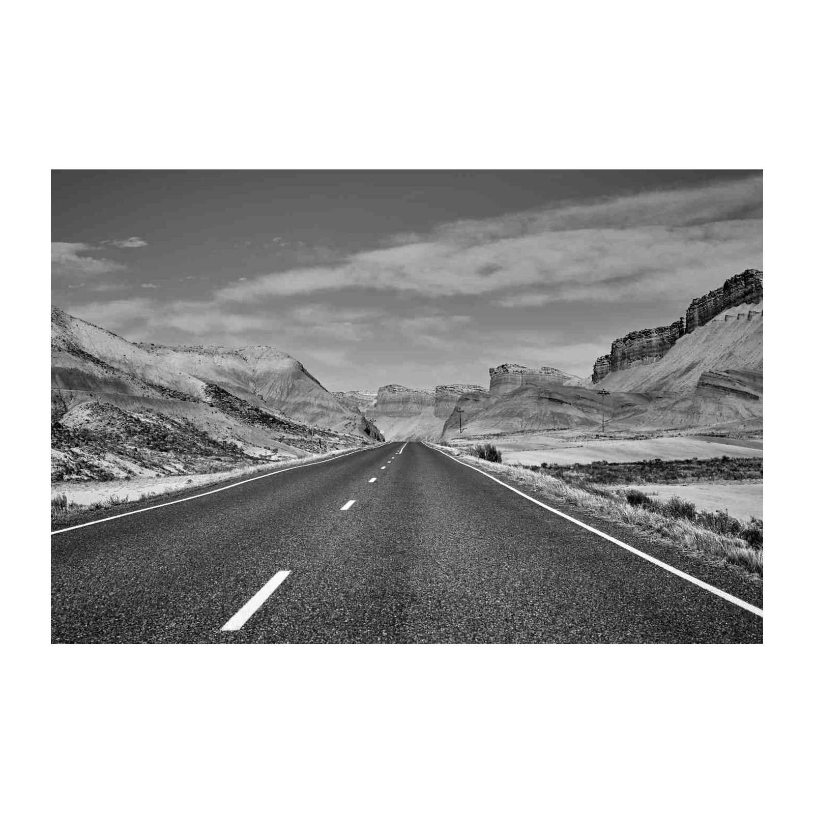 Open Road Landscape Black & White Wall Art