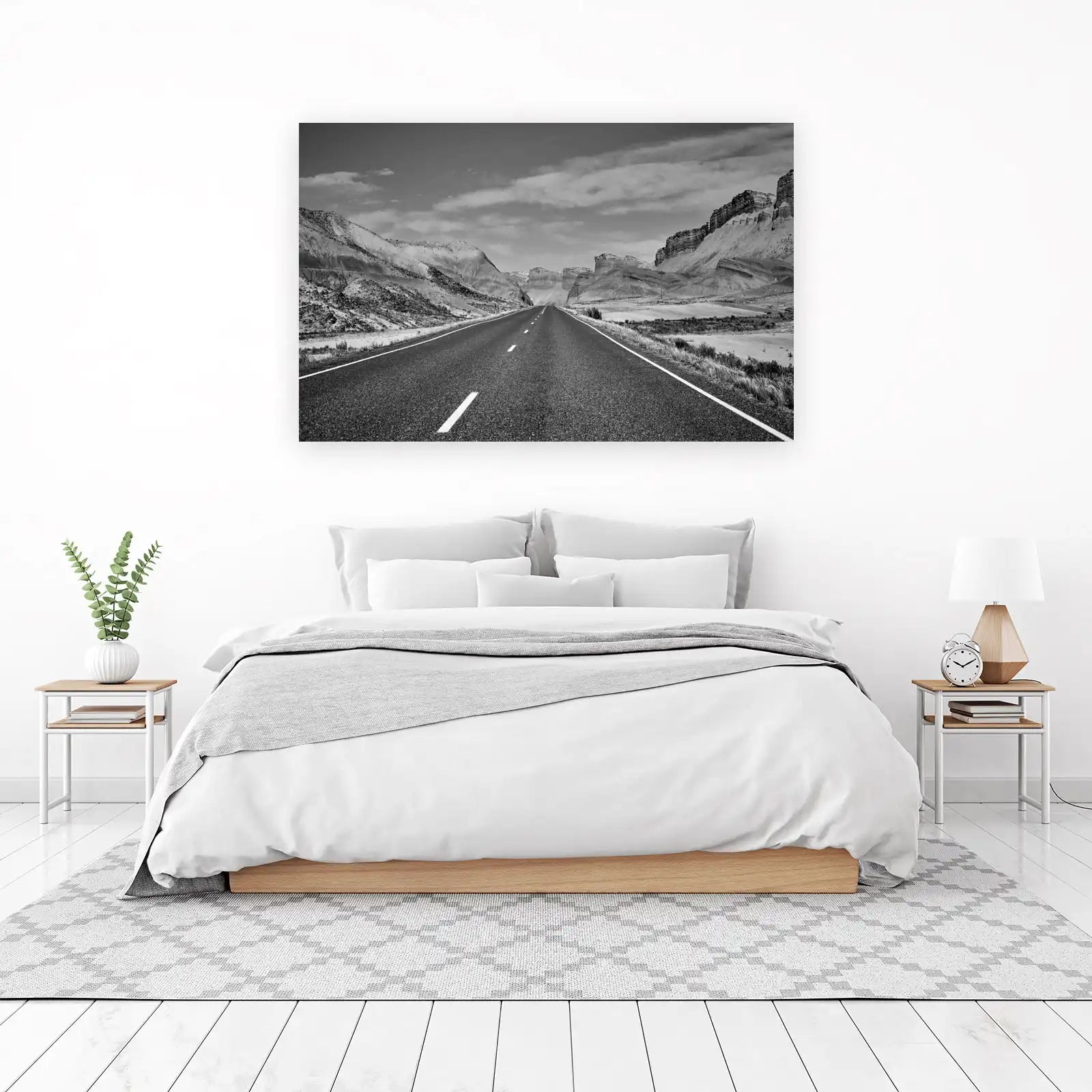 Open Road Landscape Black & White Wall Art
