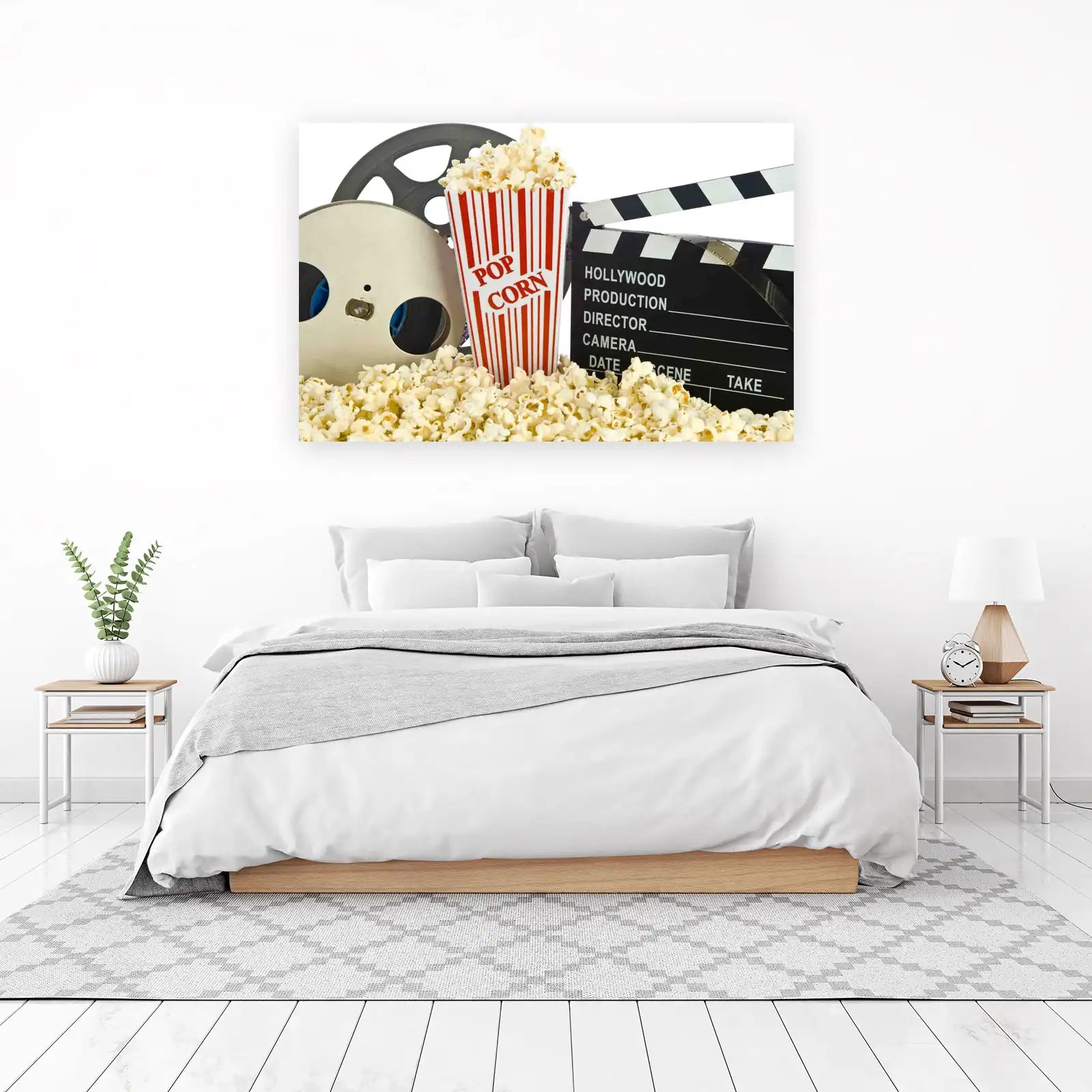 Hollywood Movie Night Popcorn & Clapperboard Wall Art