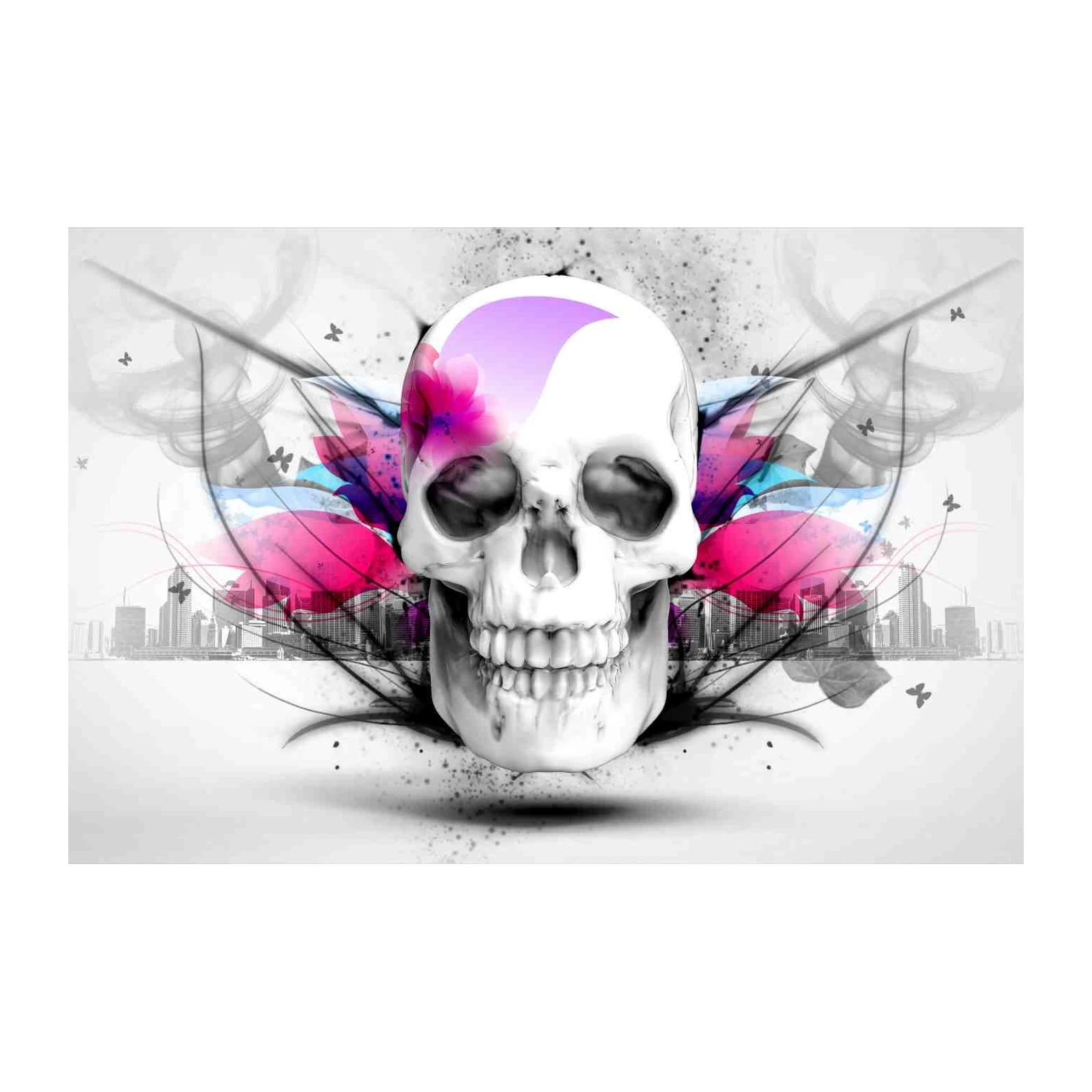 Urban Skull & Flowers Wall Art