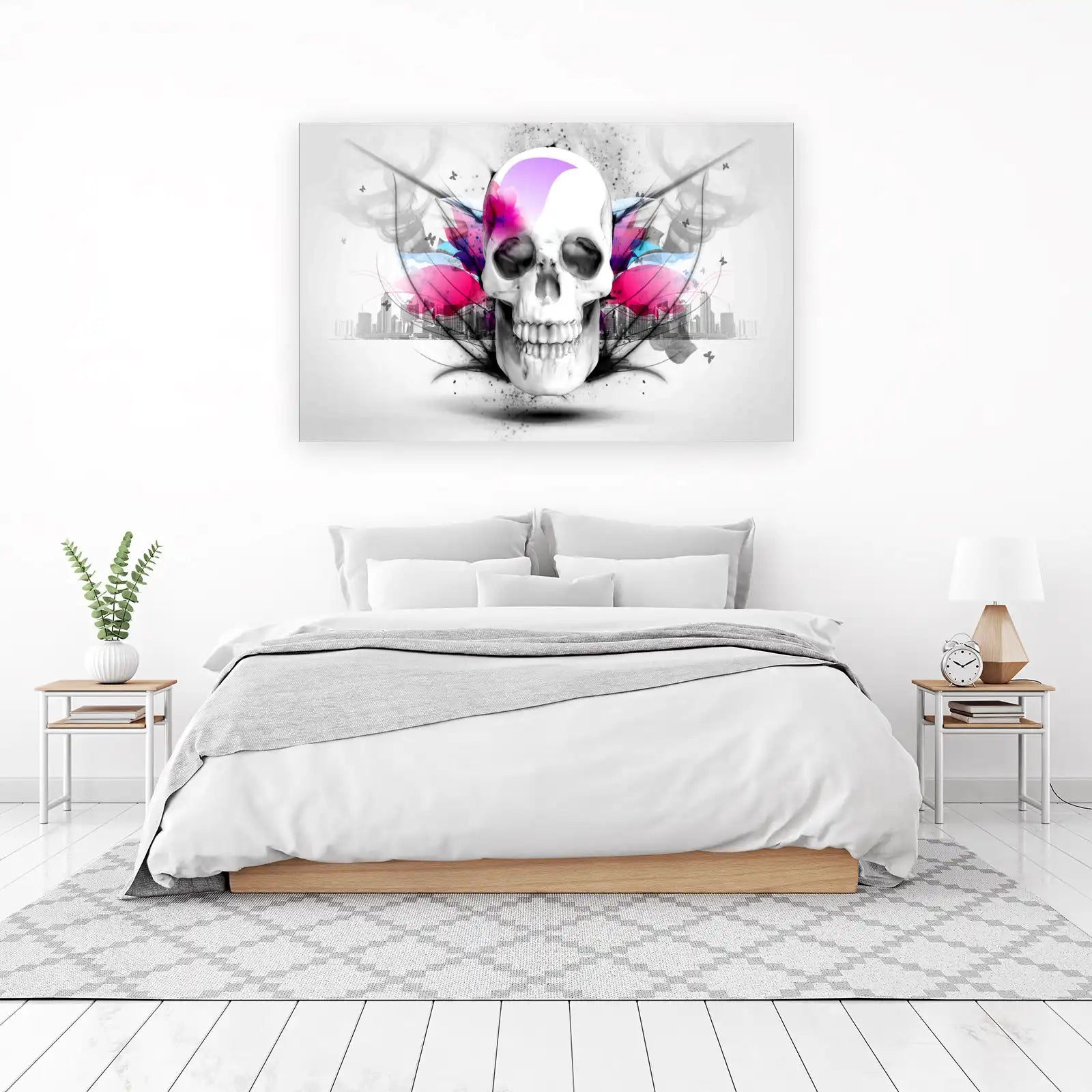 Urban Skull & Flowers Wall Art