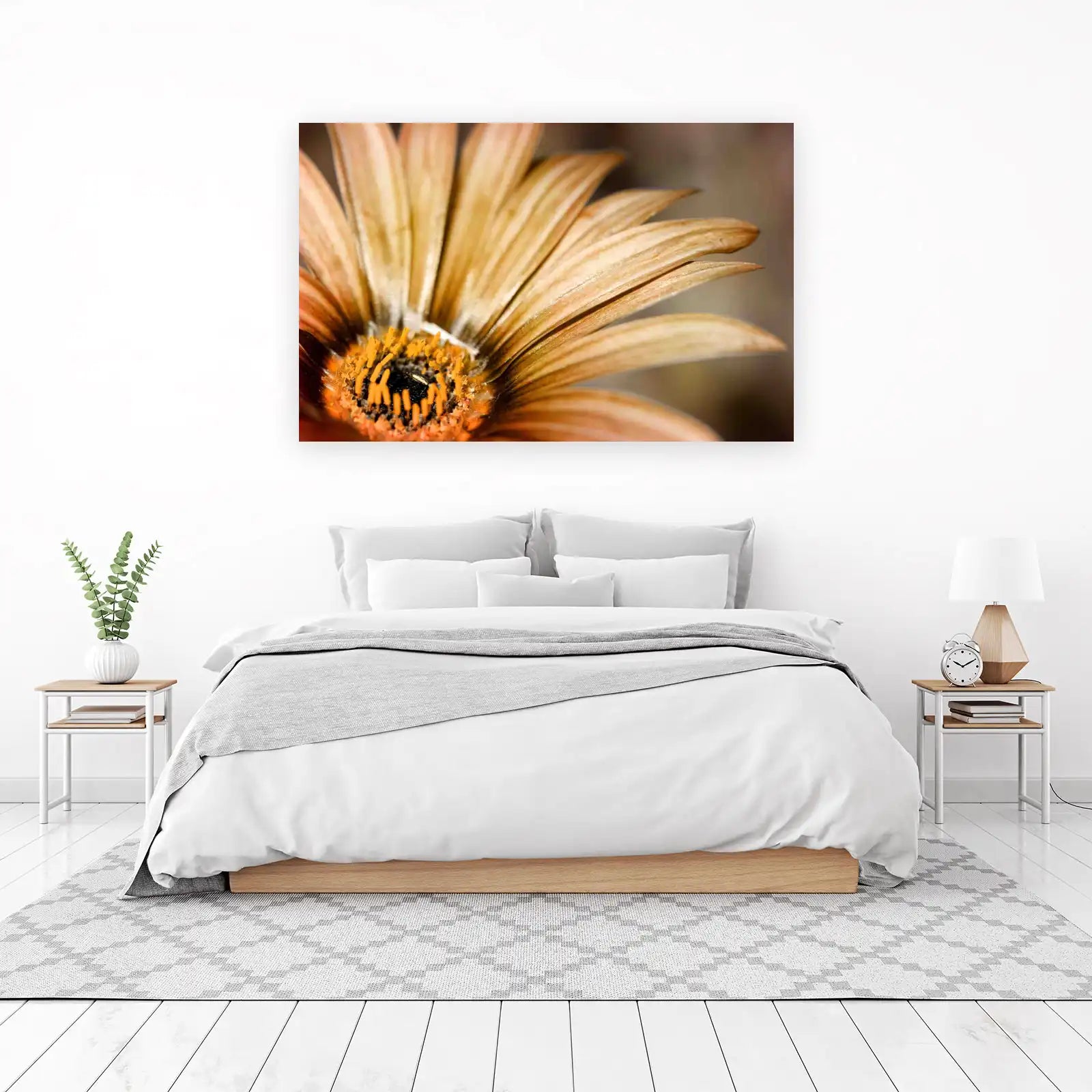 Golden Daisy Macro Art Wall Art