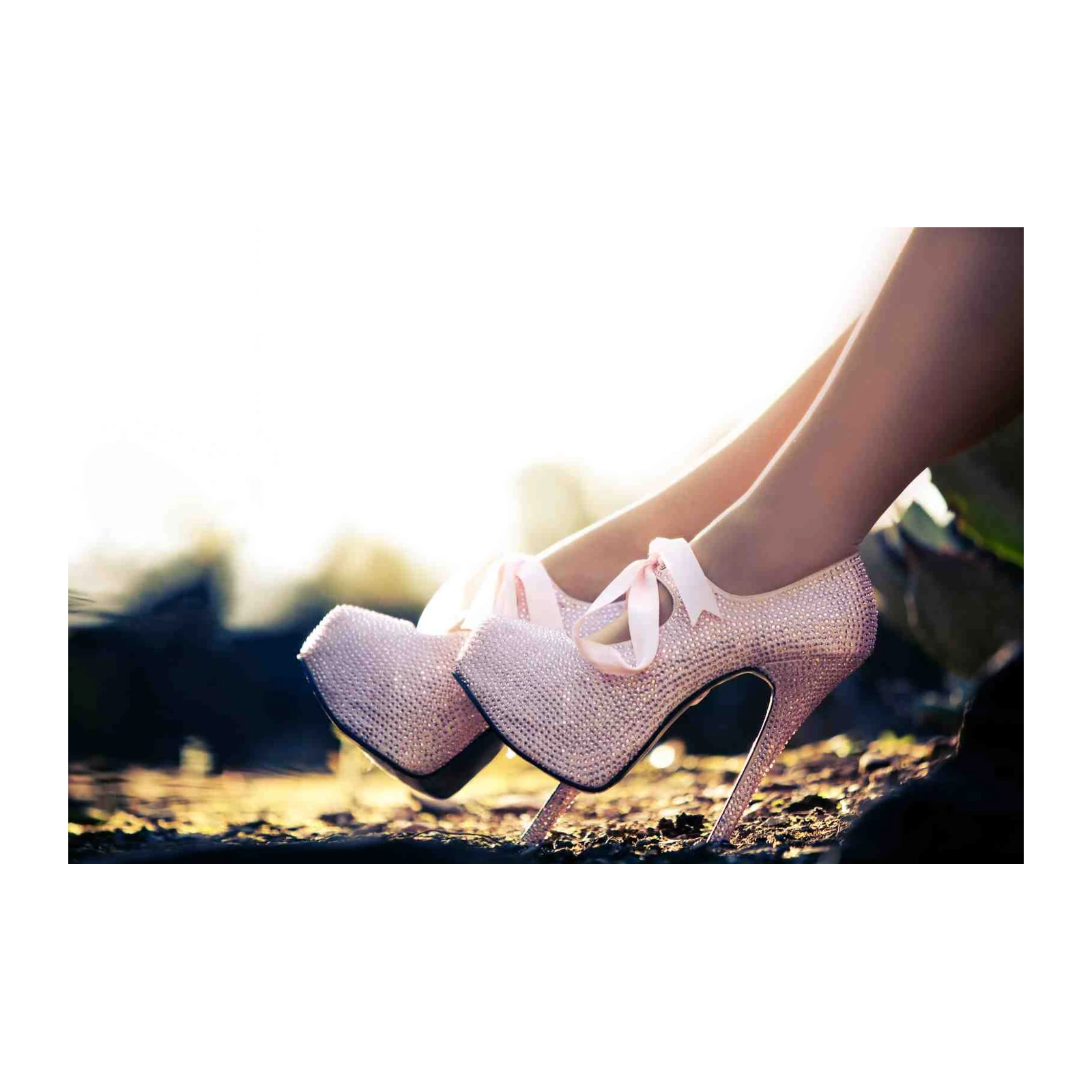 Sparkling Pink Heels with Bows Wall Art