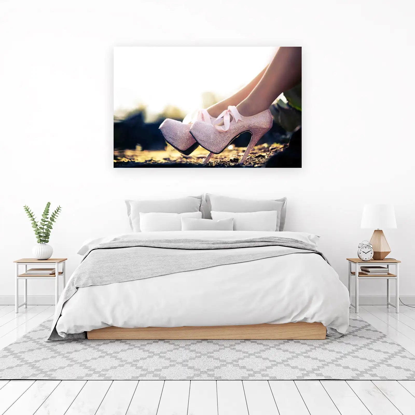 Sparkling Pink Heels with Bows Wall Art