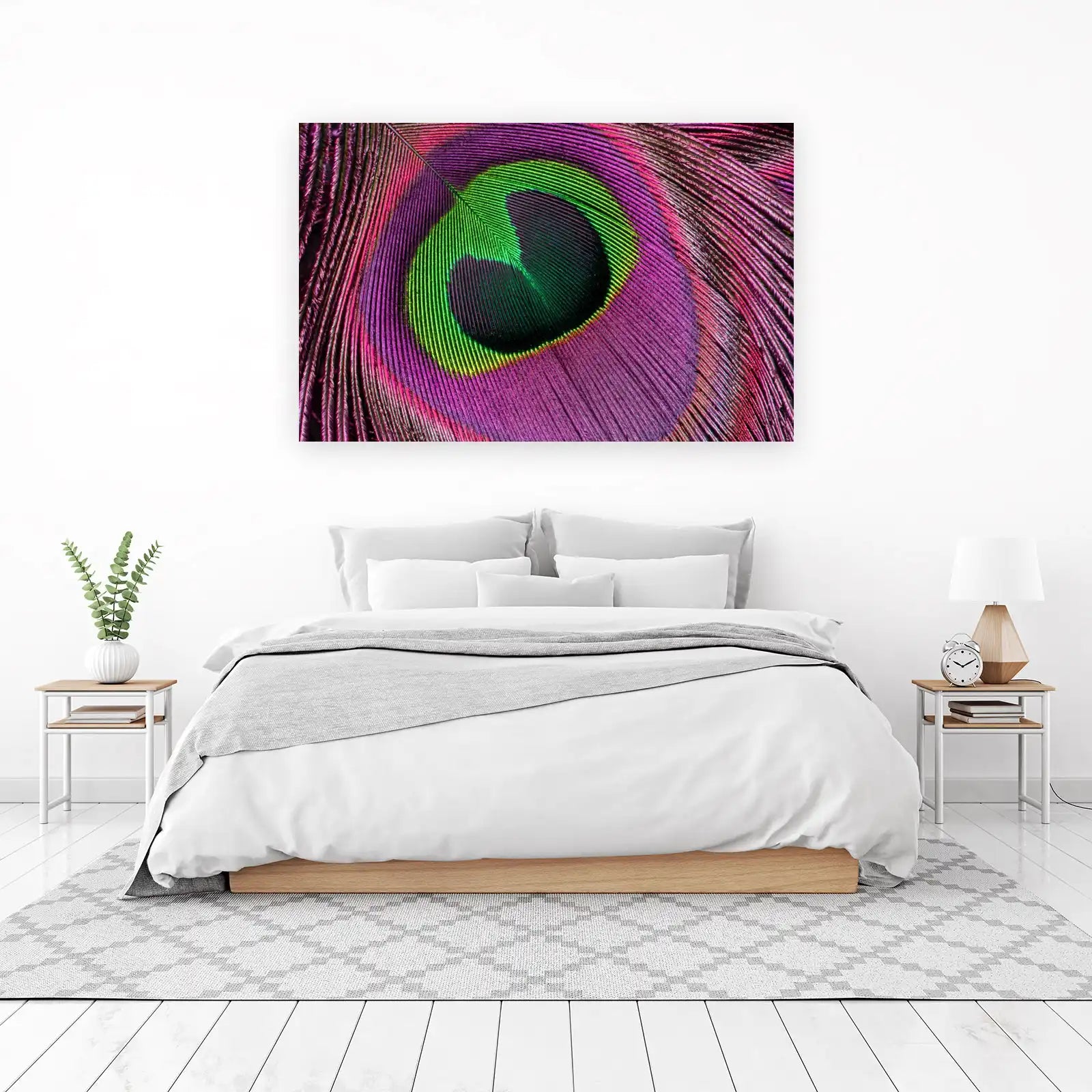 Vibrant Peacock Feather Macro Wall Art