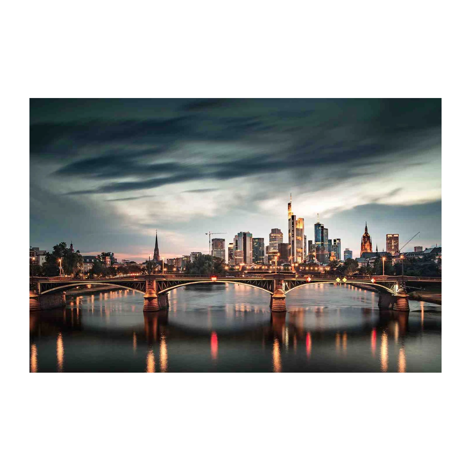 Frankfurt Skyline Bridge Dusk Wall Art