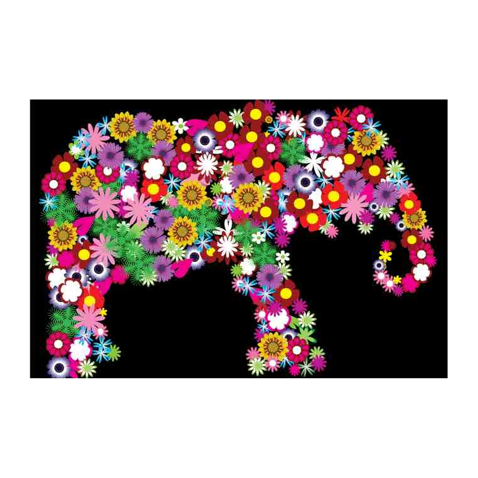 Vibrant Floral Elephant Wall Art
