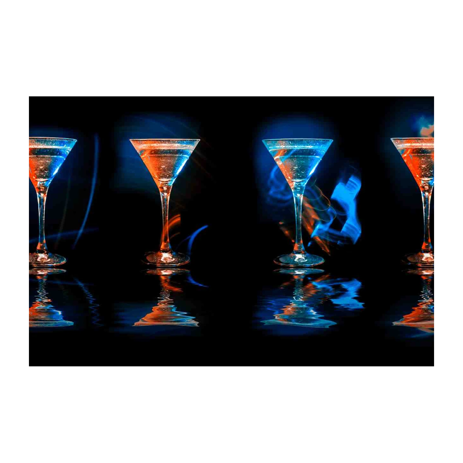 Vibrant Martini Glasses Neon Art Wall Art