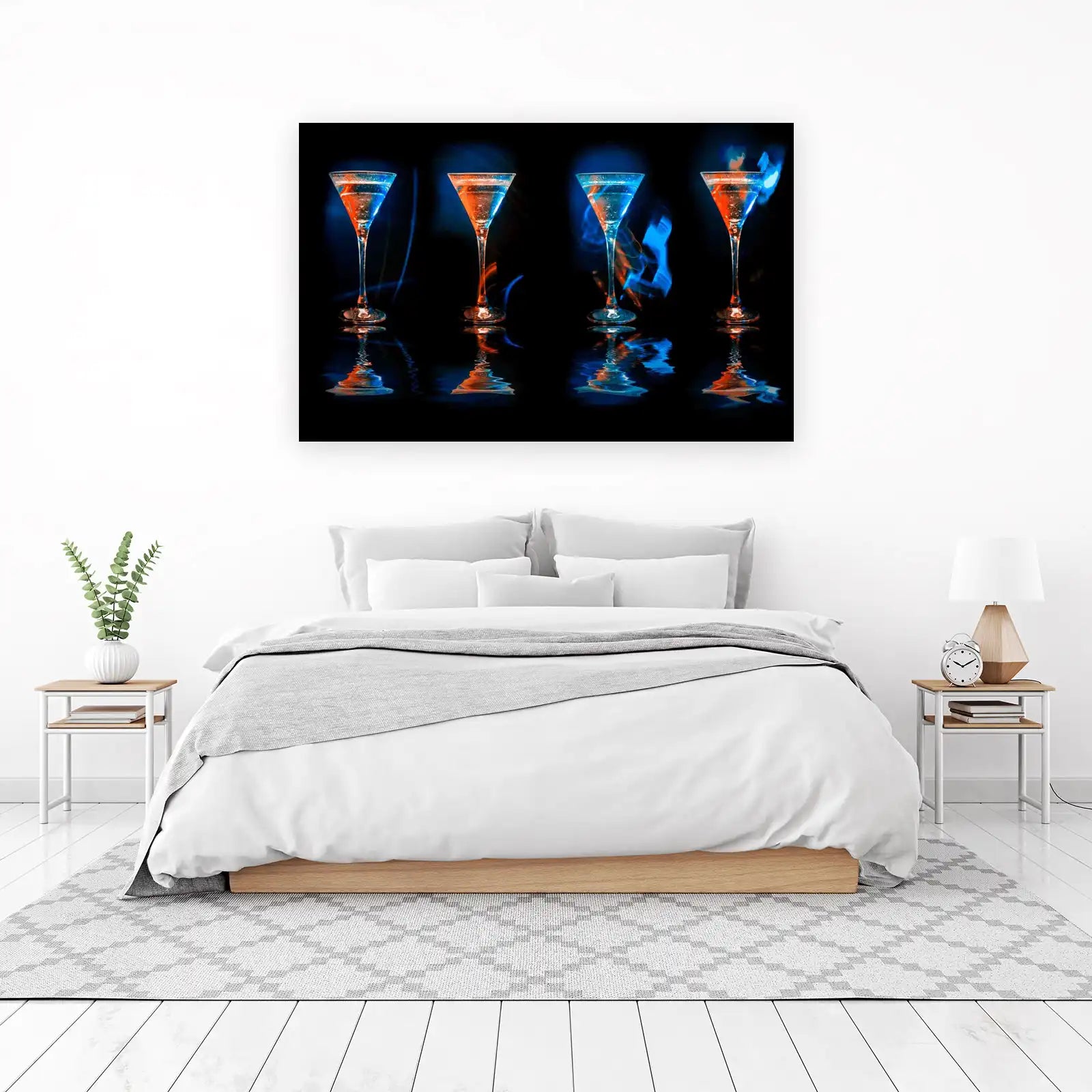 Vibrant Martini Glasses Neon Art Wall Art