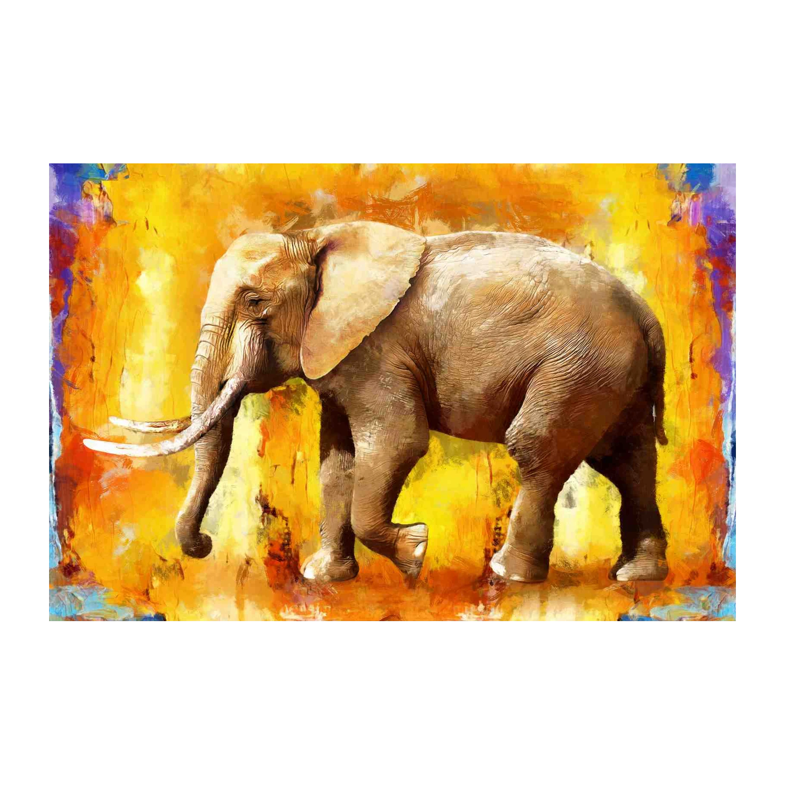 Majestic Elephant Vibrant African Sunset Wall Art